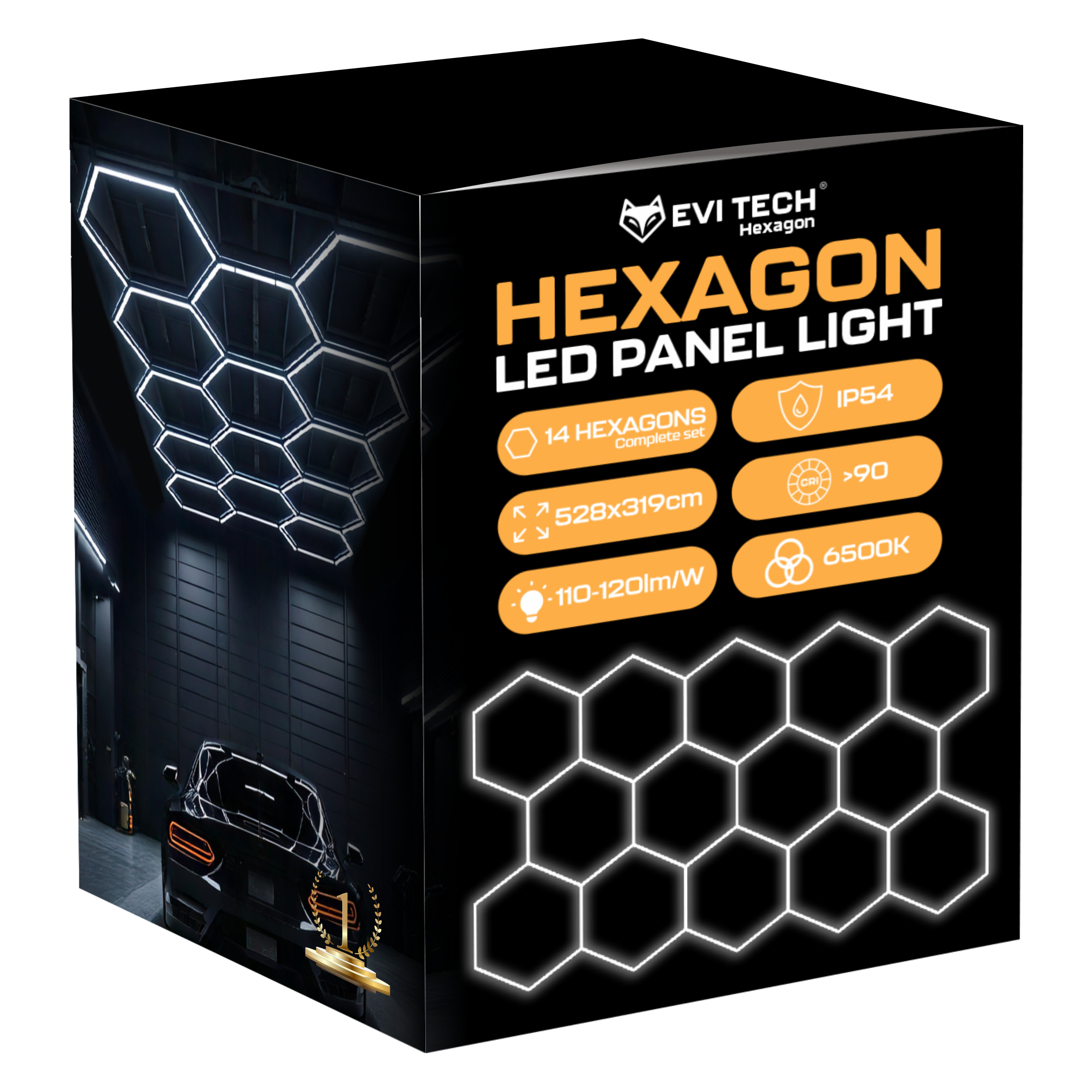 LED Lampe HEXAGON Deckenpaneel Beleuchtung Werkstatt Garage Haus 528x319 cm