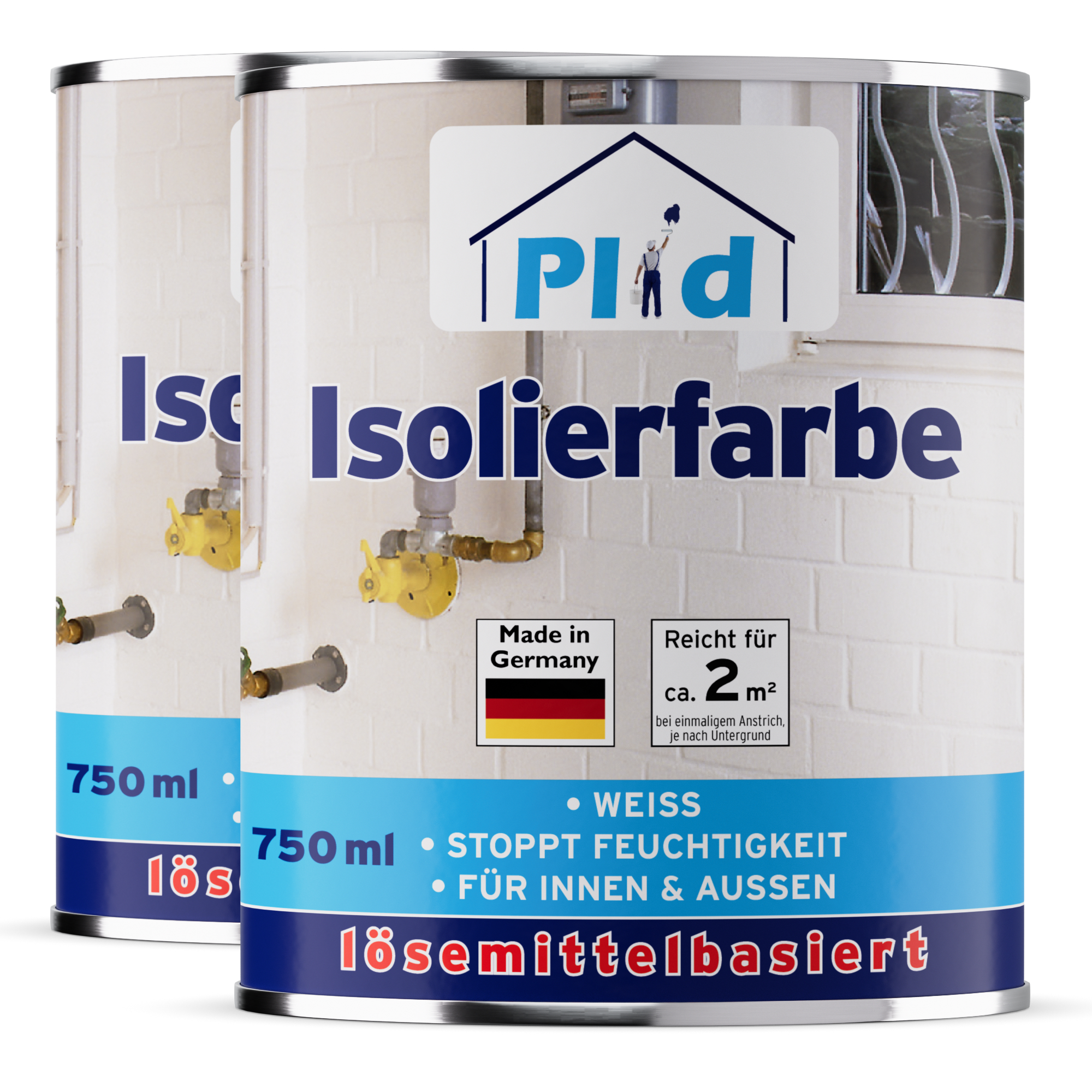 Plid Isolierfarbe 1,5L für ca. 4m² – LH Nikotinfarbe, Feuchteblocker und zuverlässige Nikotinsperre für Innenwände