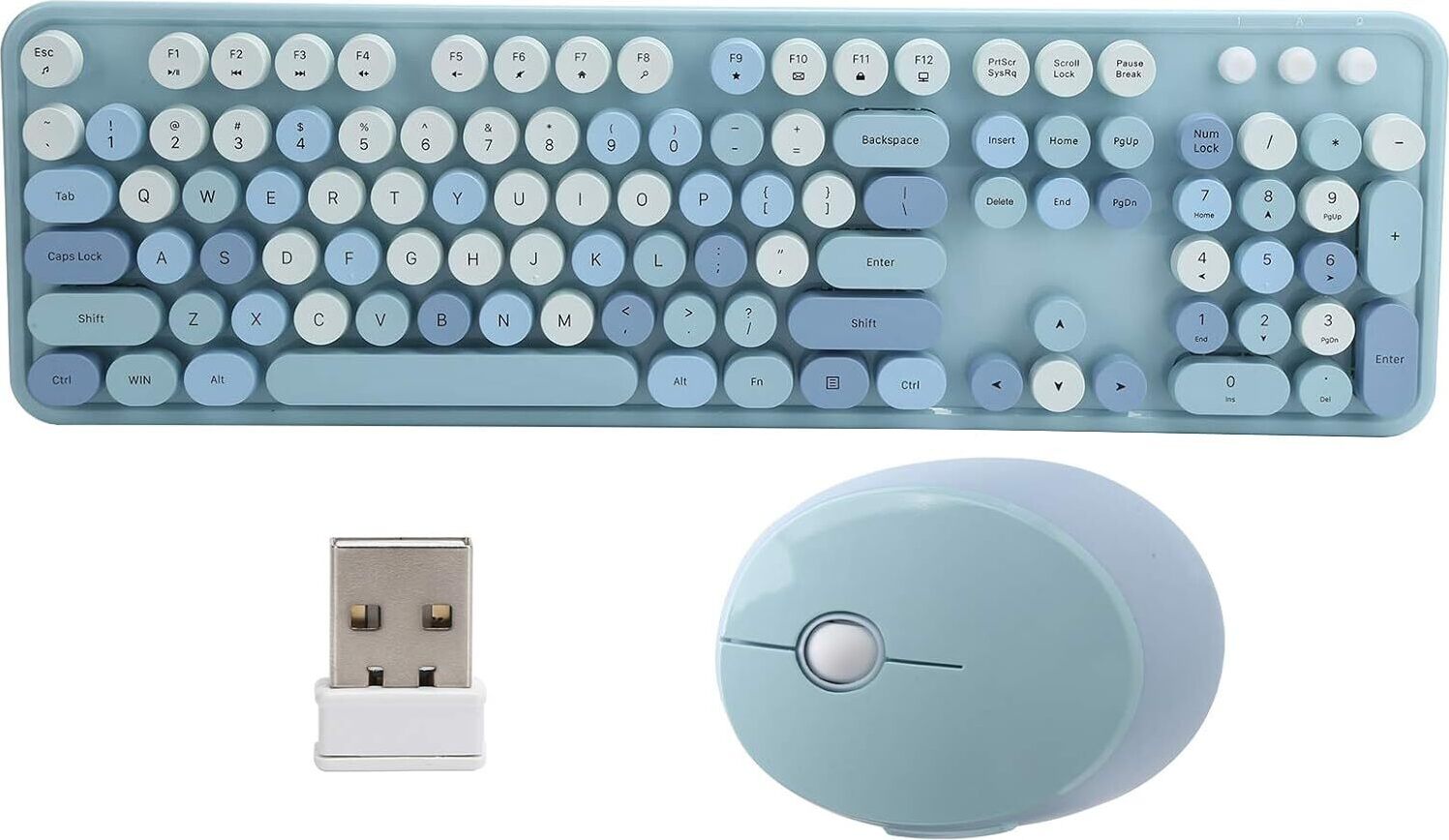 PUSOKEI Tastatur- und Maussets, Retro-Tastatur und Maus-Mäuse, Süße Tastatur mit 104 Tasten Desktop Süße Tastatur für Computer(Blau)