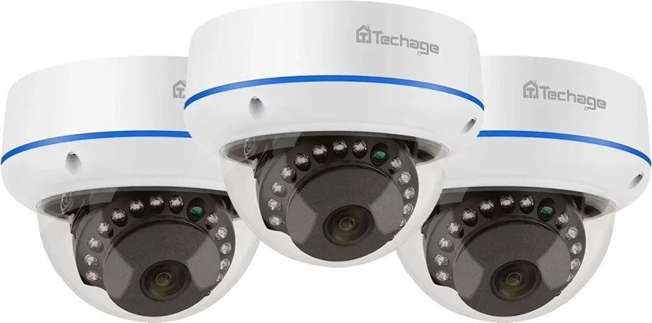 Techage †surveillance kamery, rozlíšenie 4MP a 5MP, kopulový dizajn, 3 ks 5MP kamery