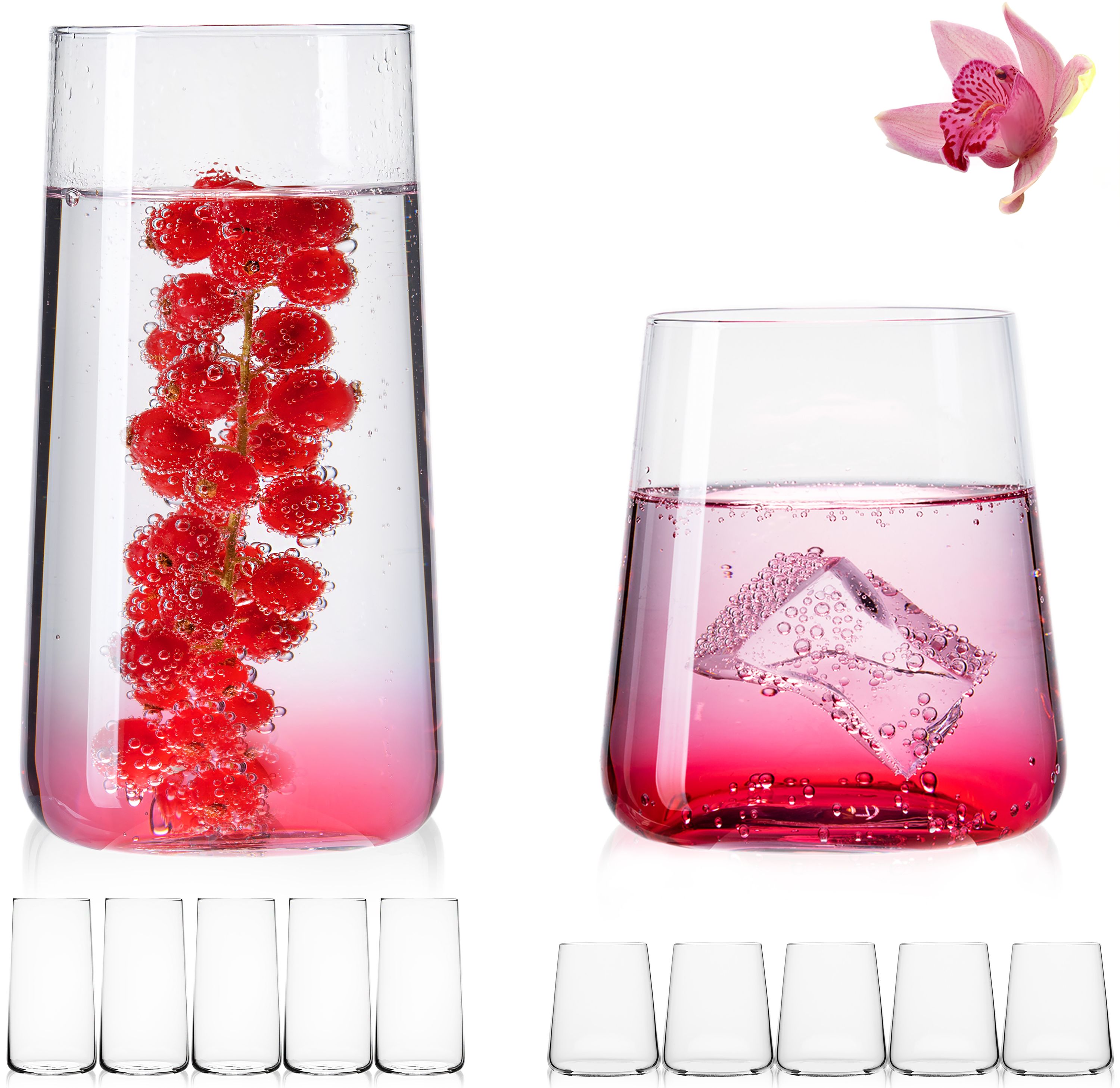 Top-Innovation IMPERIAL Trinkgläser aus Glas 550ml 12 Wassergläser Set 450ml Saftgläser & Teilig Cocktailgläser Longdrinkgläser