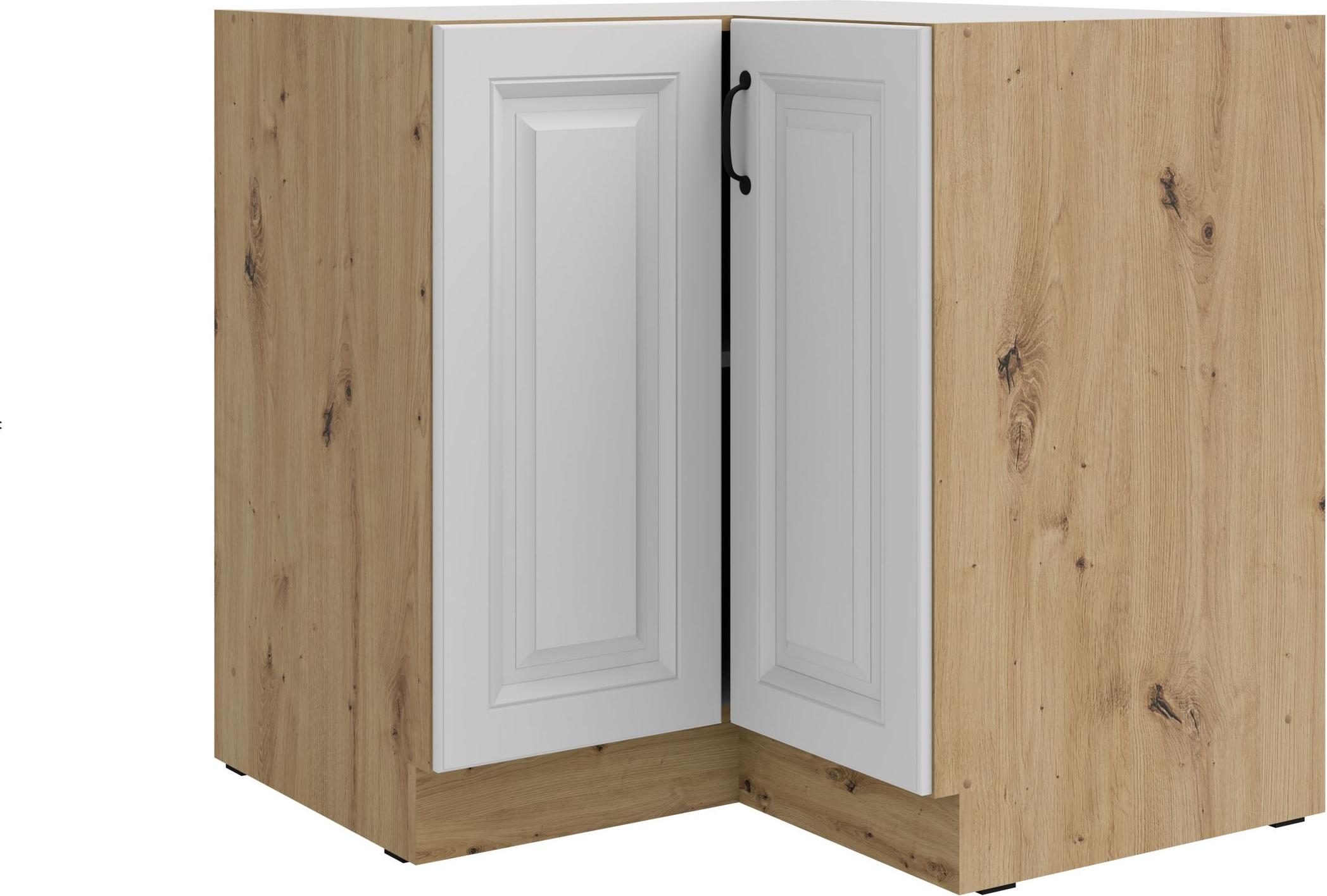 Küchenpreis-Bombe Eckunterschrank 90x90 cm Stilo Weiß Eiche Artisan Küchenzeile Küchenblock Küche