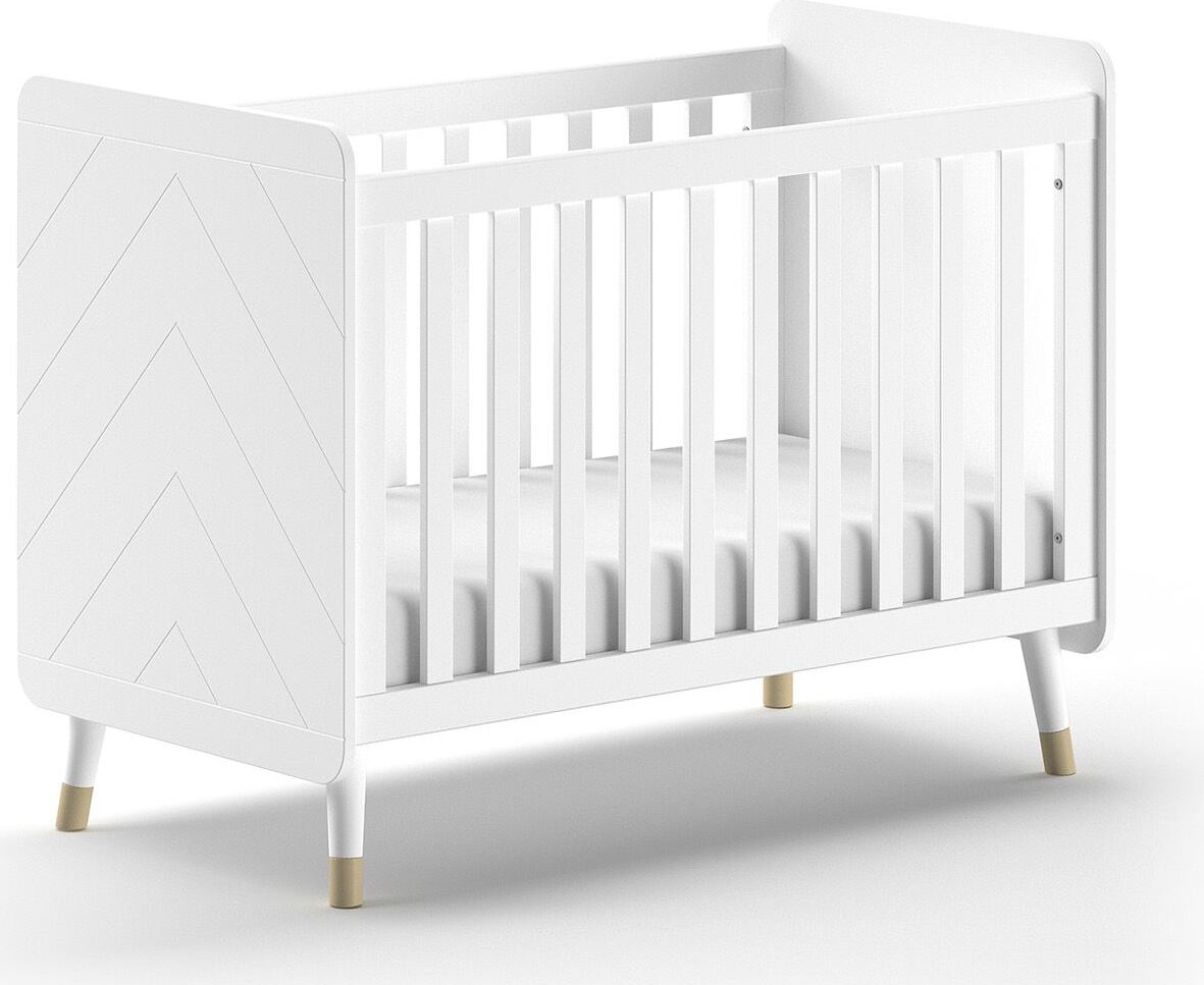 Babybett Kamillah 124x68x96 Gitterbett MDF Satin Weiß