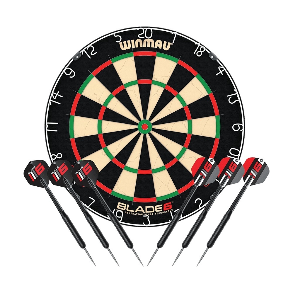Winmau Blade 6 Dartscheibe Set + 2 Sets Winmau Steeldarts Dartpfeile - Dartset 3034