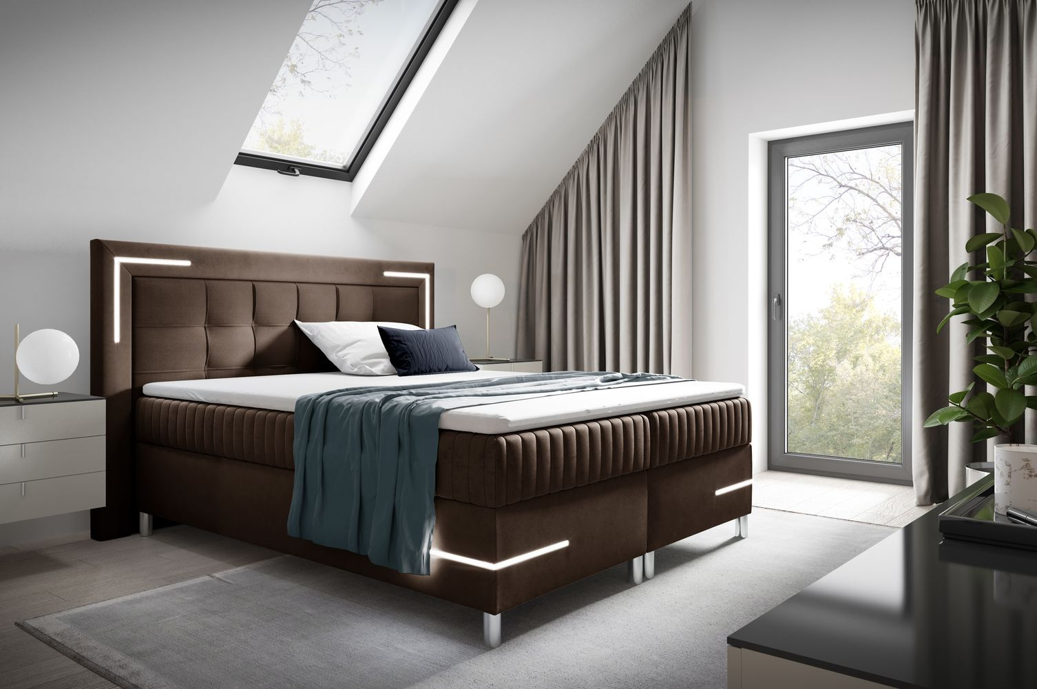 Manželská posteľ 180x200 RONA 2 - hnedá + topper ZDARMA