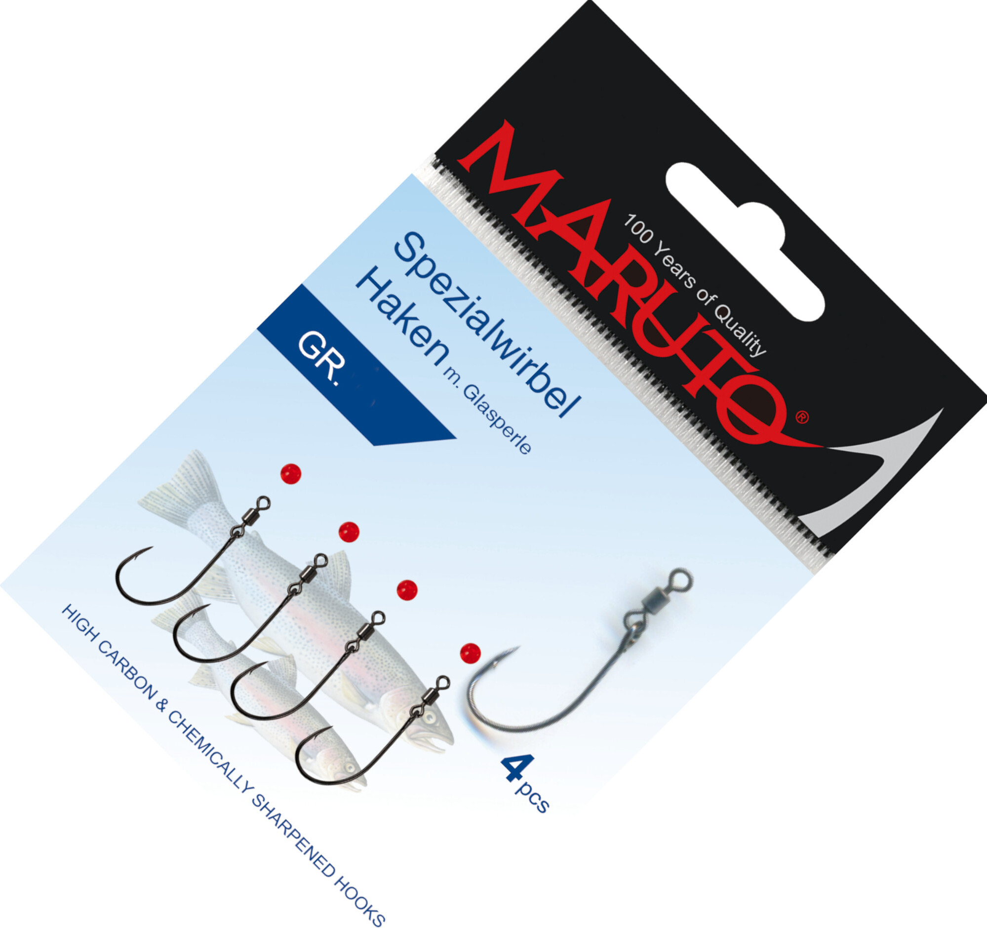 Maruto Spezialwirbel Haken + Perle - 4 Spoonhaken, Größe:2 4219102
