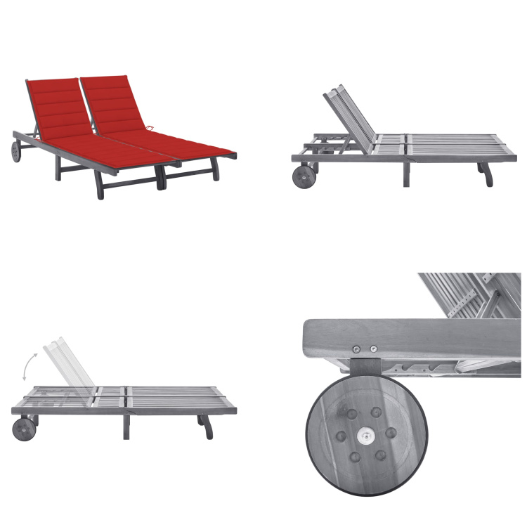 vidaXL Lehátko pre 2 osoby s vankúšom sivé akáciové masívne drevo - Lehátko - Lehátka - Drevené ležadlo - Drevené ležadlá