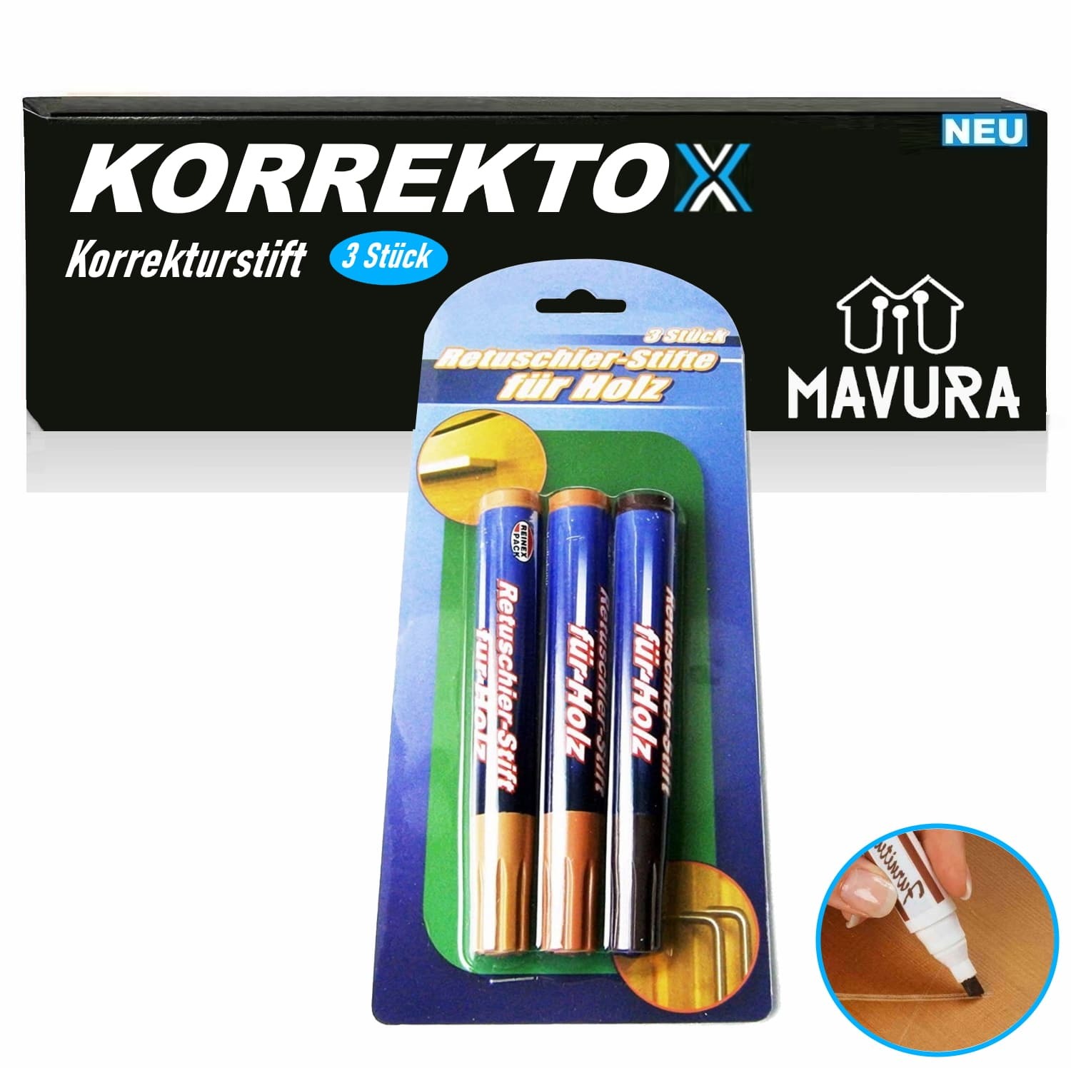 MAVURA KORREKTOX Reparaturstift Korrekturstift Stift für Möbel A593