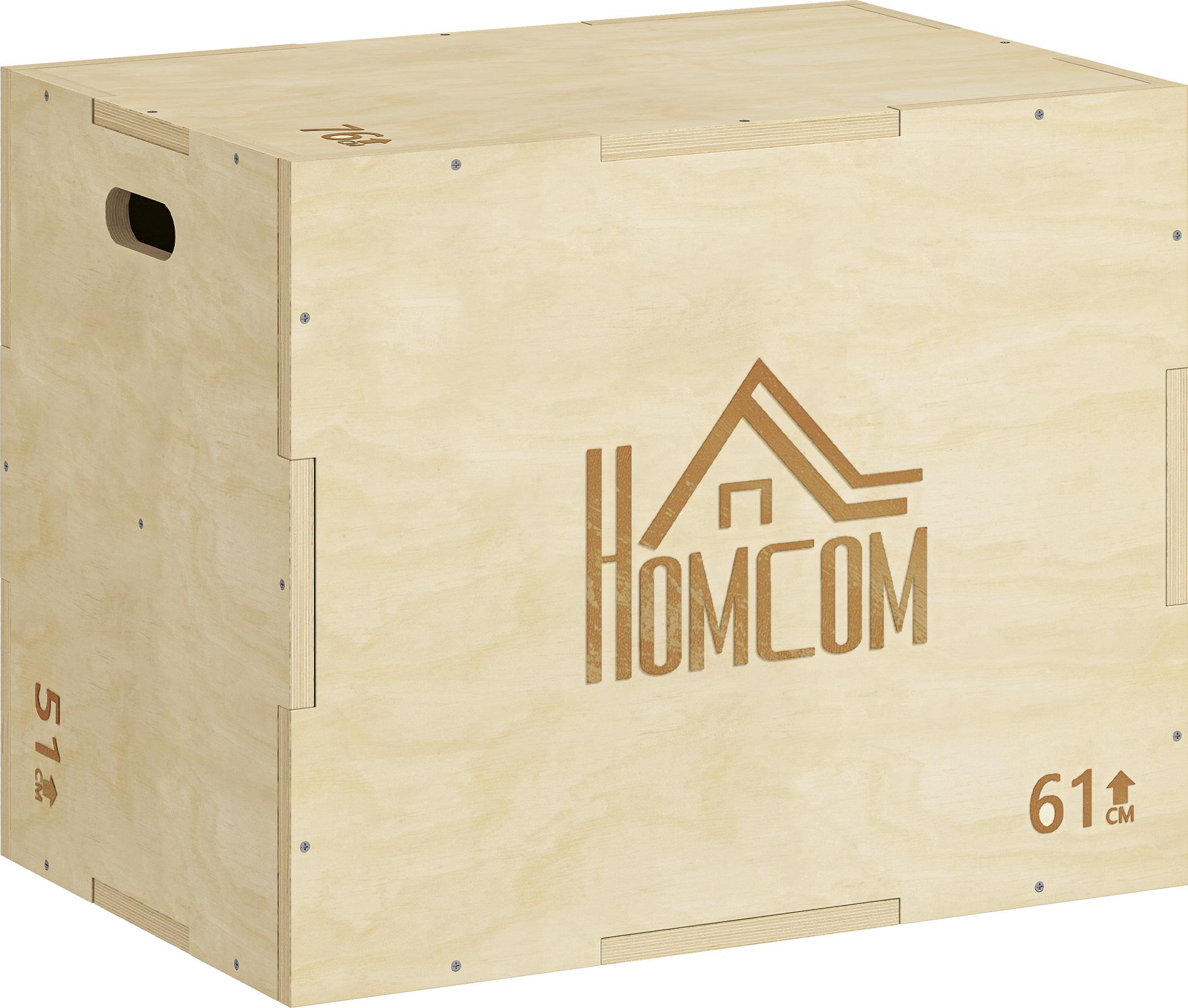 Dopwii 3-in-1 Plyo Box Holz Plyometrische Sprungbox mit 3 Sprunghöhen Griffen 61 x 51 x 76 cm Naturholz KAUF-TRAD-A93-053V01-002
