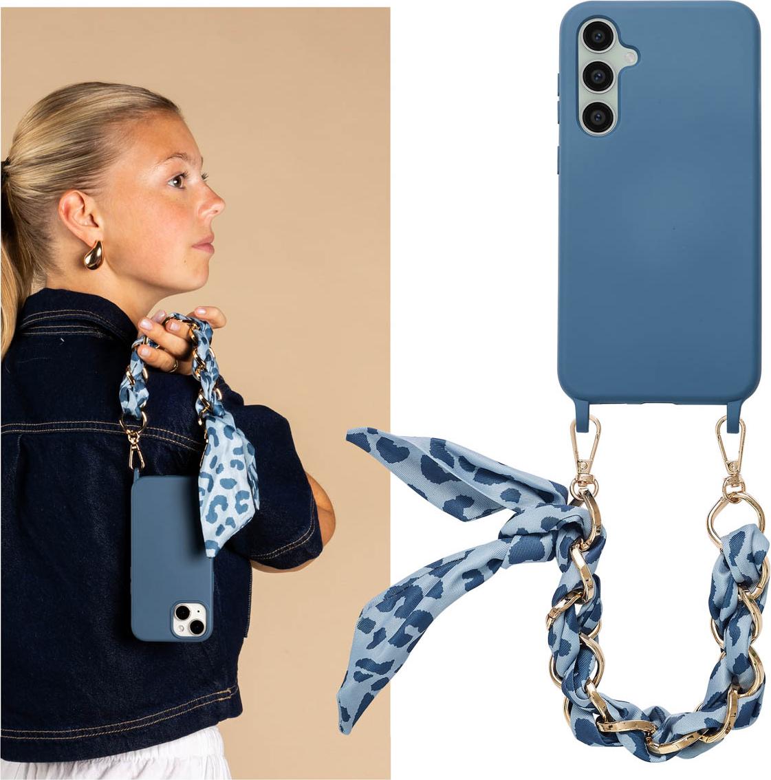Selencia Zadný kryt s luxusným remienkom na zápästie pre Samsung Galaxy S23 FE - modrý