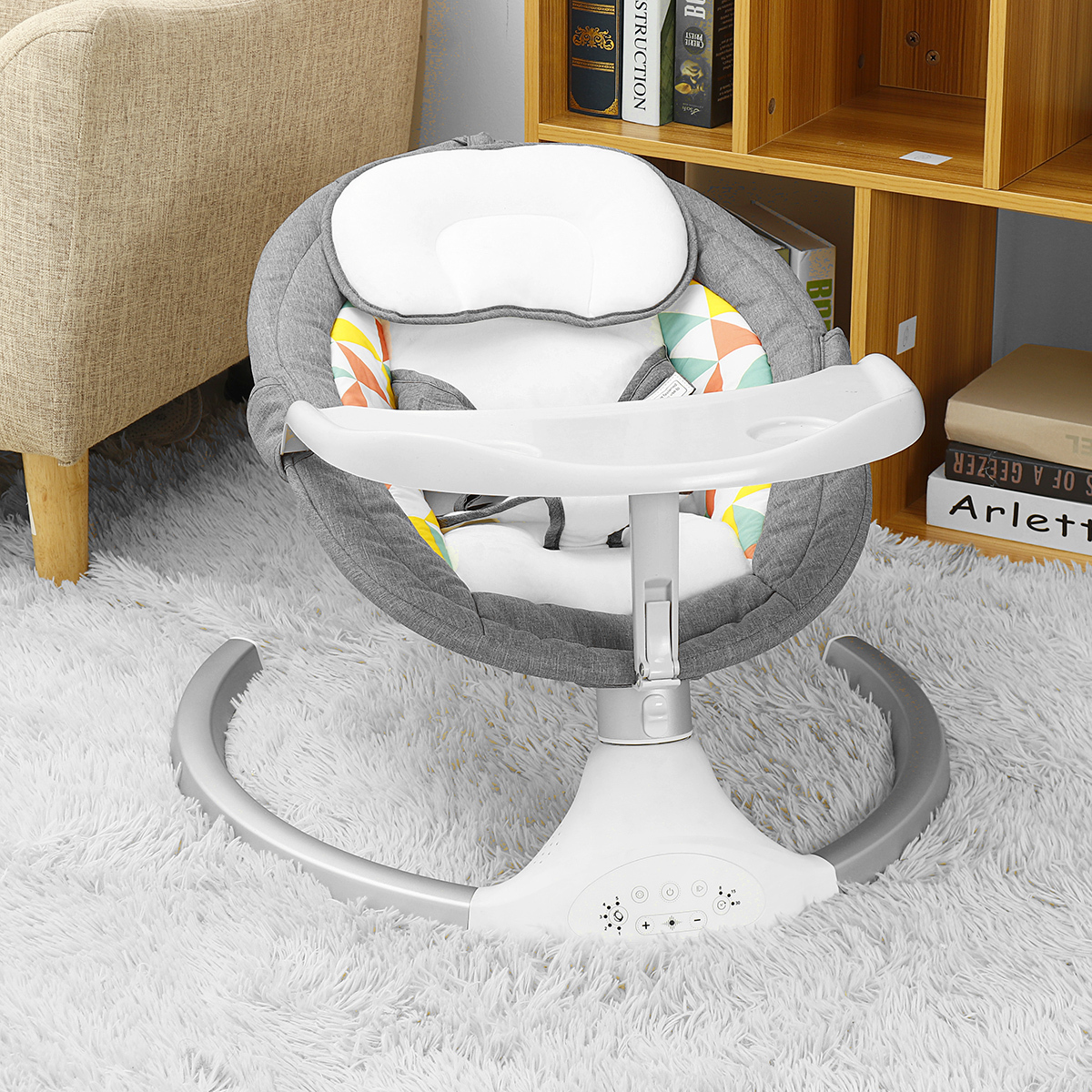 bioby Babywippe Elektrische Babyschaukel mit Musik, 0-9 kg, bluetooth/Fernbedienung 5 Schwingungsamplituden