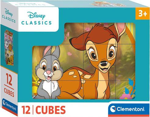 Clementoni Disney Classics 12 Würfel Puzzle Kinder - Geschicklichkeitsspiel für Kinder ab 3 Jahren - Sensorik- & Motorikspielzeug Disney Puzzle 41196