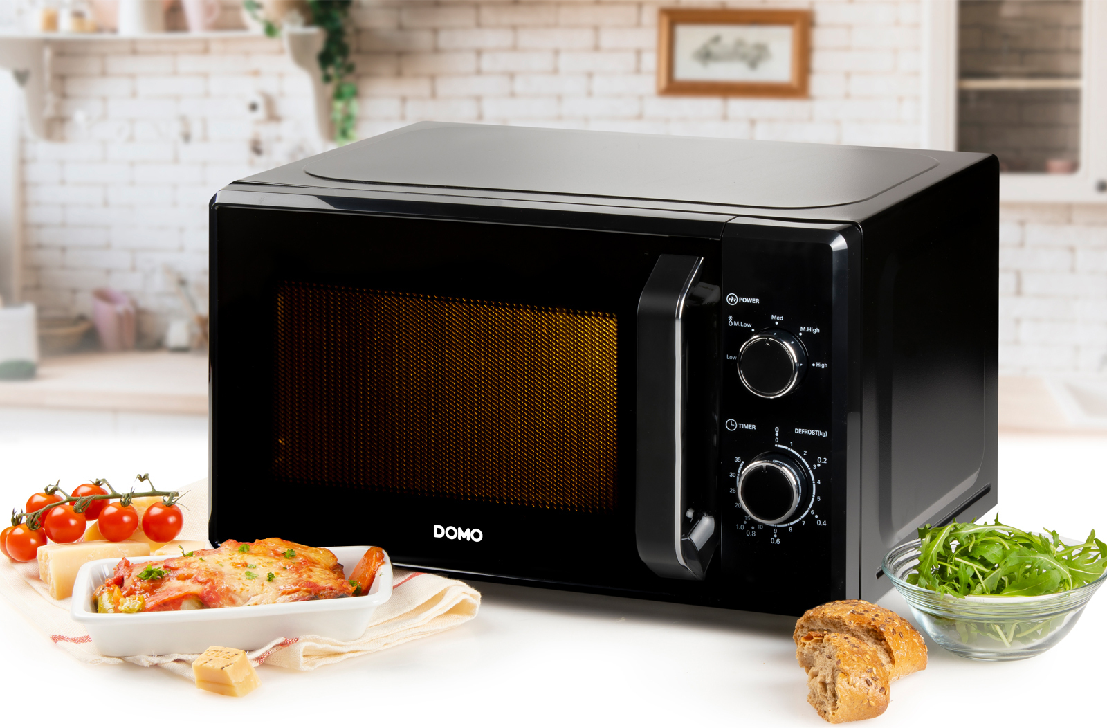 Domo DO2520, Arbeitsplatte, Solo-Mikrowelle, 20 l, 800 W, Tasten, Drehregler, Schwarz