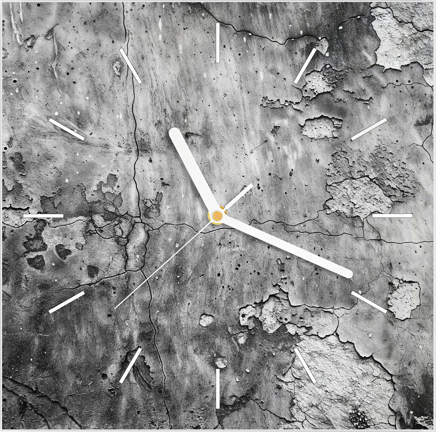 Primedeco Wanduhr aus Glas mit Motiv Abgenutzte Wand- 30 x 30 cm - inkl. Aufhängesystem