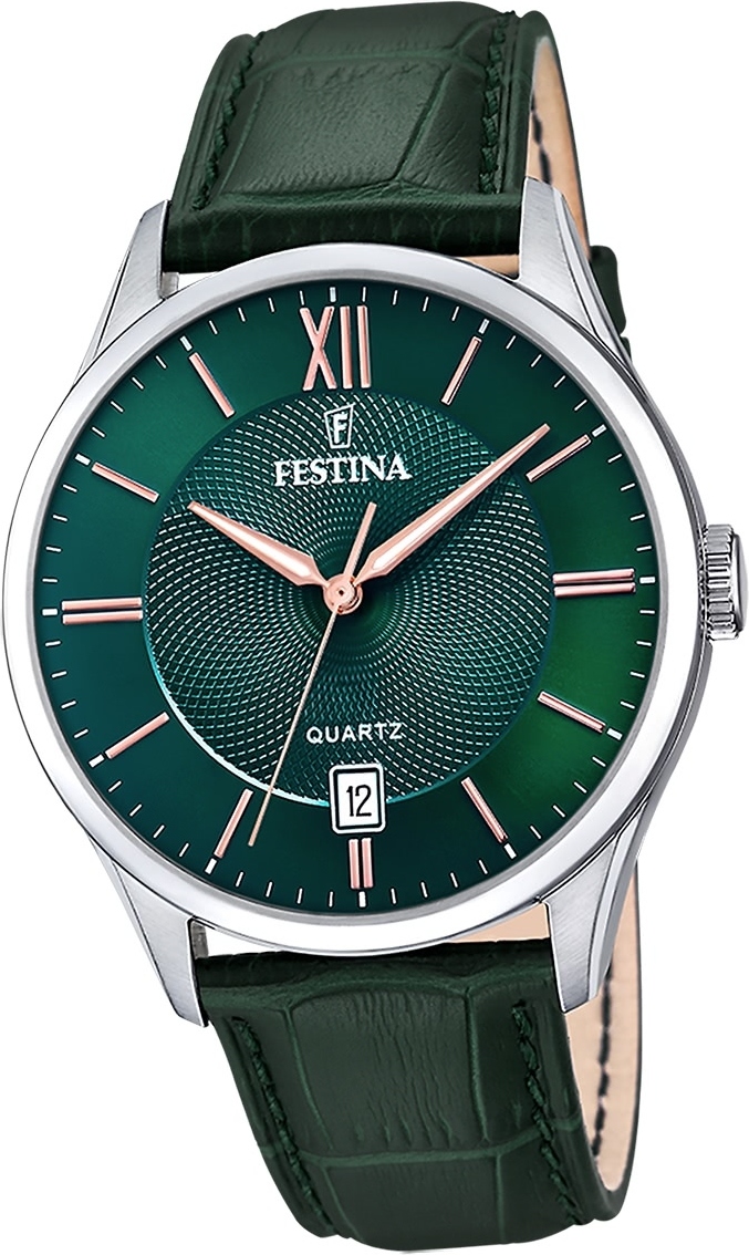Festina pánske hodinky kožené zelené Festina klasické náramkové hodinky D2UF20426/7