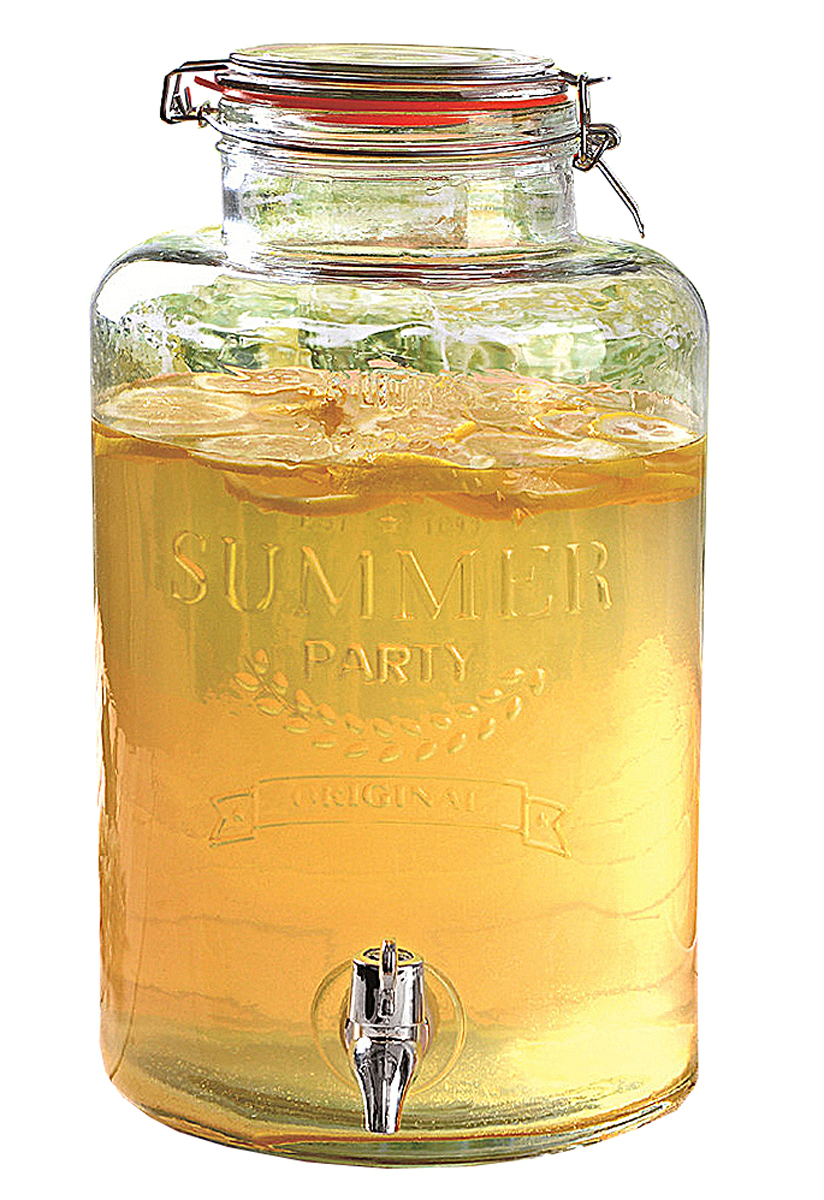 Getränkespender mit Zapfhahn Glas 10 Liter Saftspender Cocktail Glasbehälter 10L 