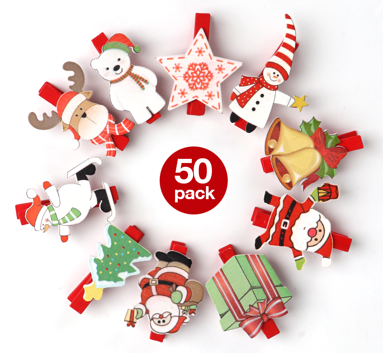 50 psc Deko Klammern Weihnachten Holz Kaufland.de
