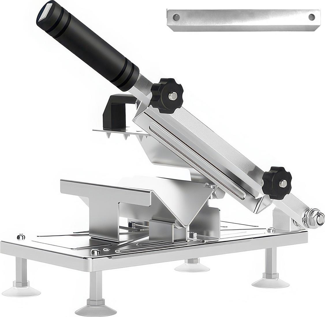 Slyrun Allesschneider manuell, Edelstahlschneidemaschine für Hammelfleisch & Rind, Schnittstärke 0,3–15 mm, 41×19,5×8,3 cm KAUF-QYSP-KF2037-018