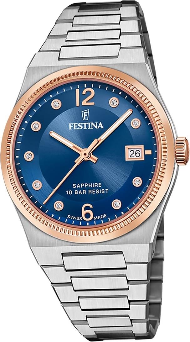Dámske hodinky Festina z nehrdzavejúcej ocele strieborné ružové Náramkové hodinky Festina Swiss Made D2UF20037/2