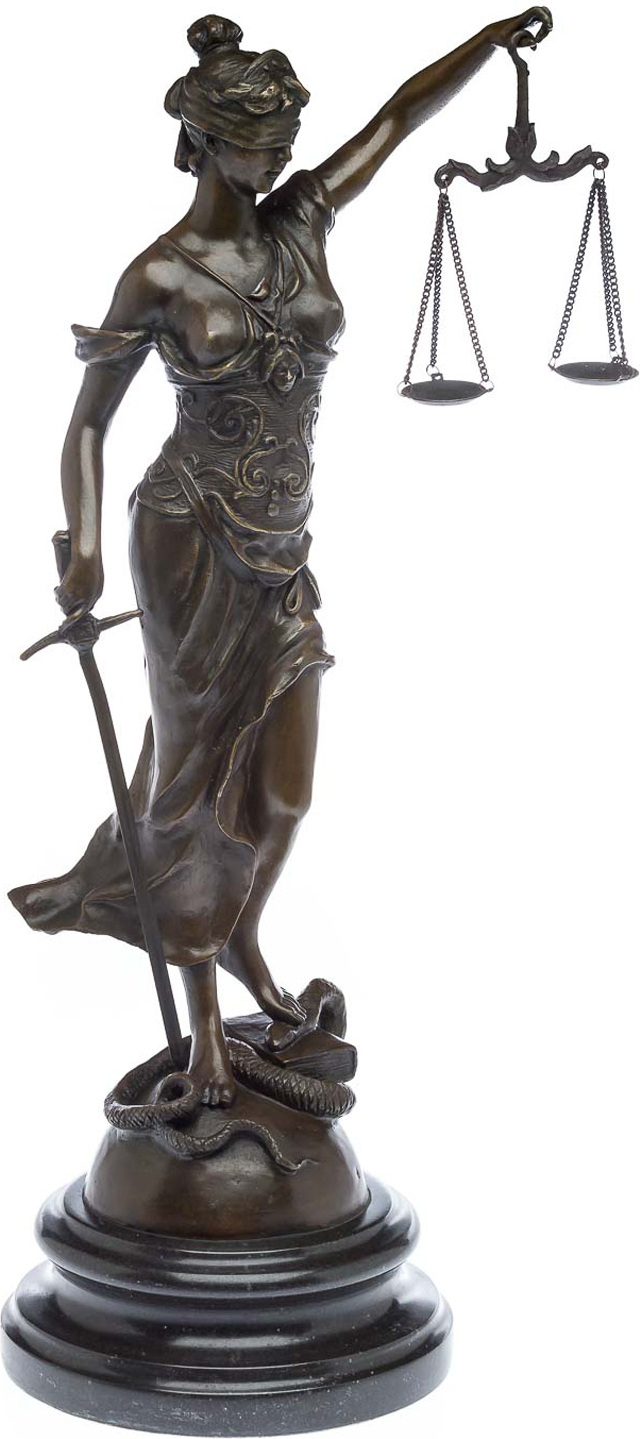 Aubaho Bronzeskulptur Justitia Bronze Figur Skulptur Bronzefigur im Antik-Stil - 45cm