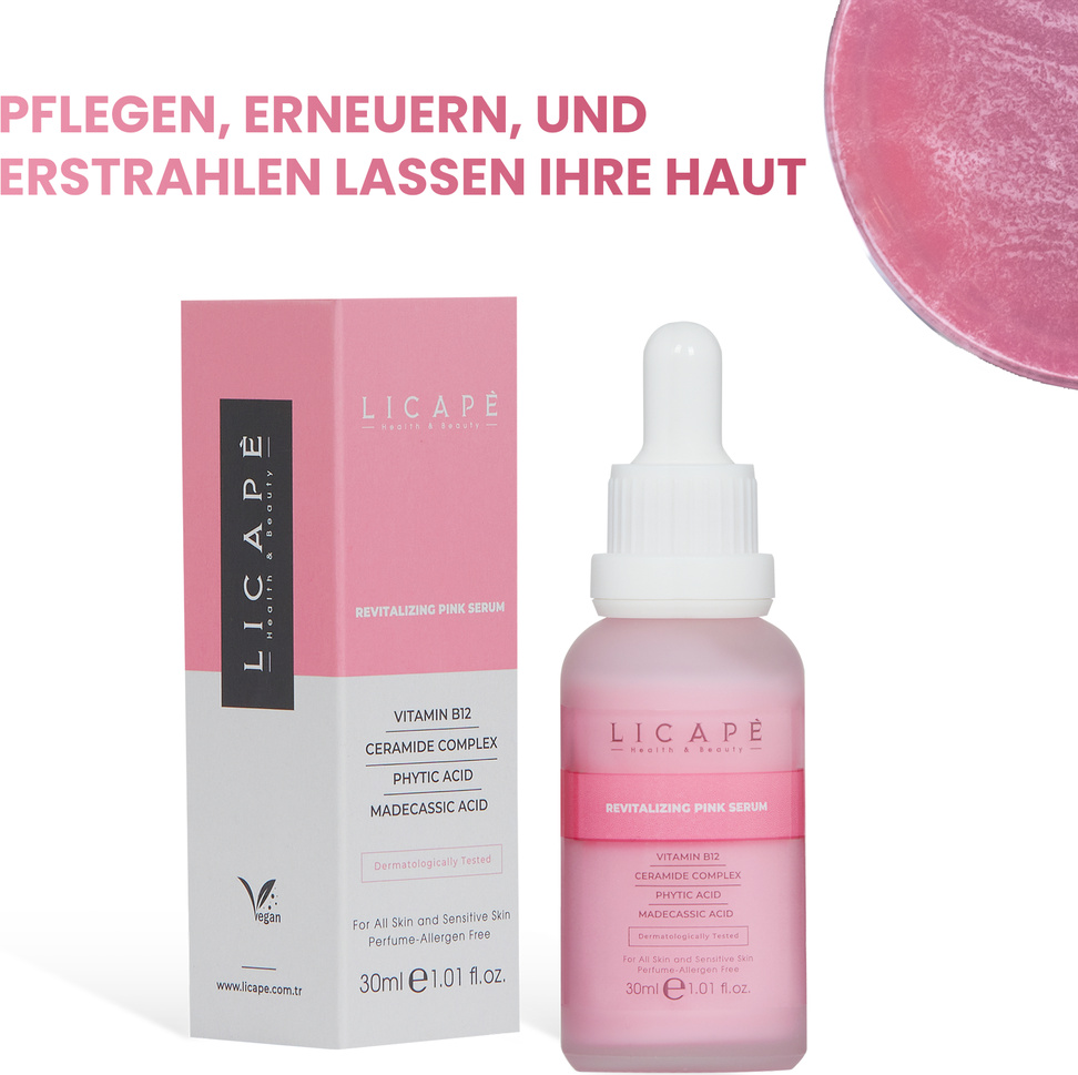 Licape® Vitamin B12 | Pink Serum - 30 ml | Mit Ceramide Complex, Phytic Acid