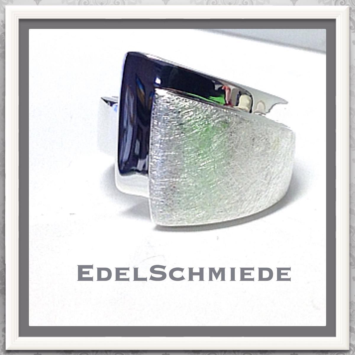 Edelschmiede925 breiter Silberring 925 #57 eismattiert u poliert Edelschmiede925-31900