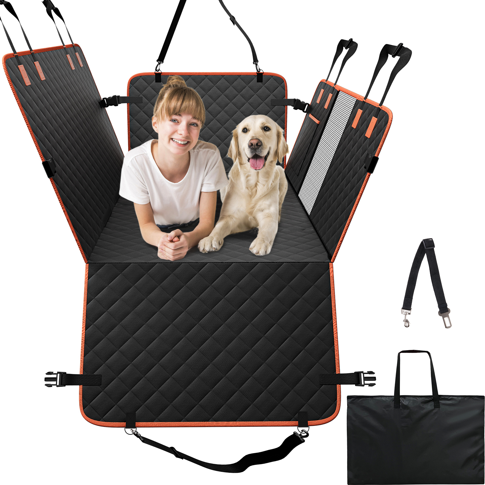 Hundesitzabdeckung Mit Verlängerung - Wasserdichter Autositzschutz Bis 400lbs