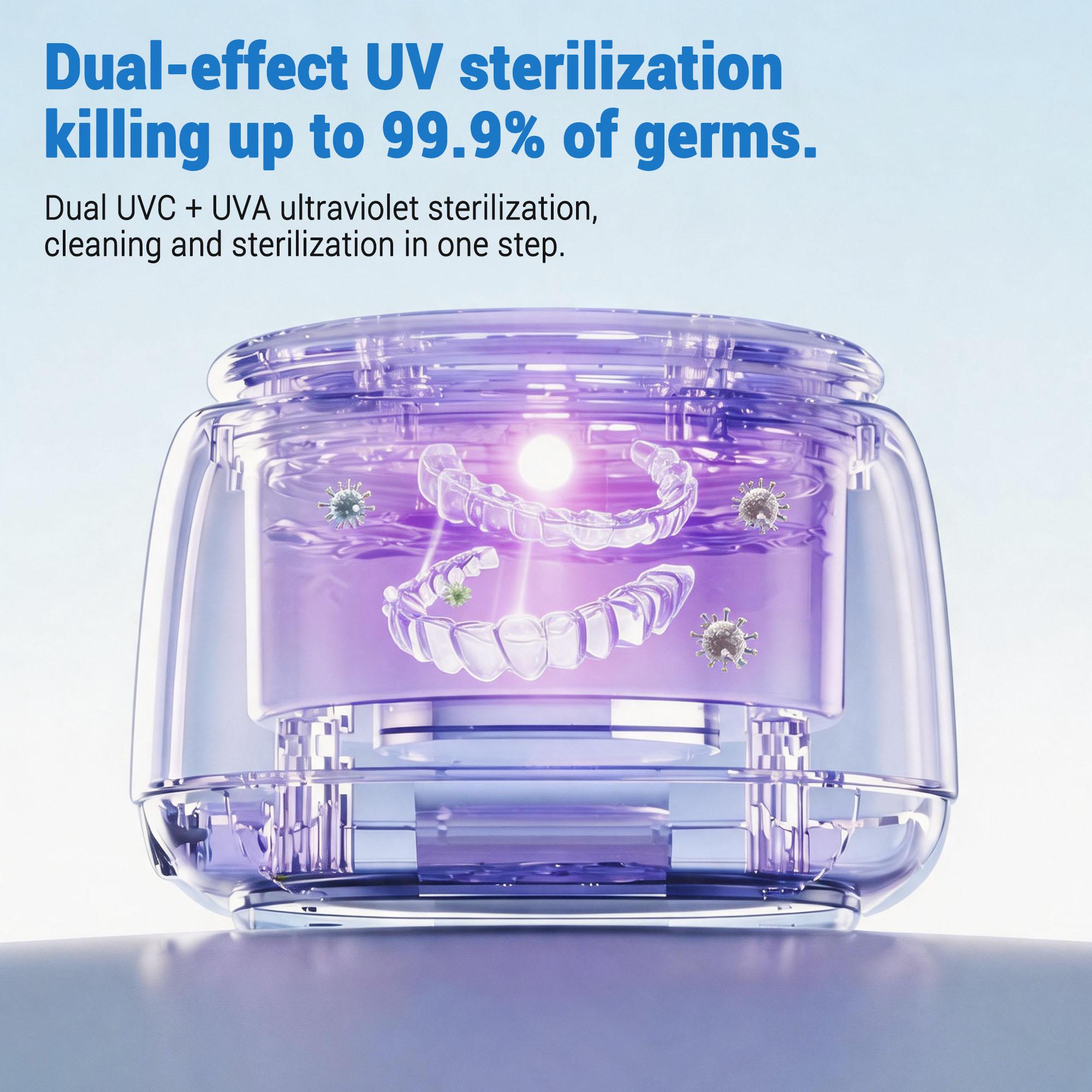 Xahpower UVC + UVA Doppel-UV-Ultraschallreiniger Dental Pod, 45KHz Zahnprothese Ultraschallreinigungsgerät 304 Edelstahl Ultraschallreiniger - Ultraschallreini