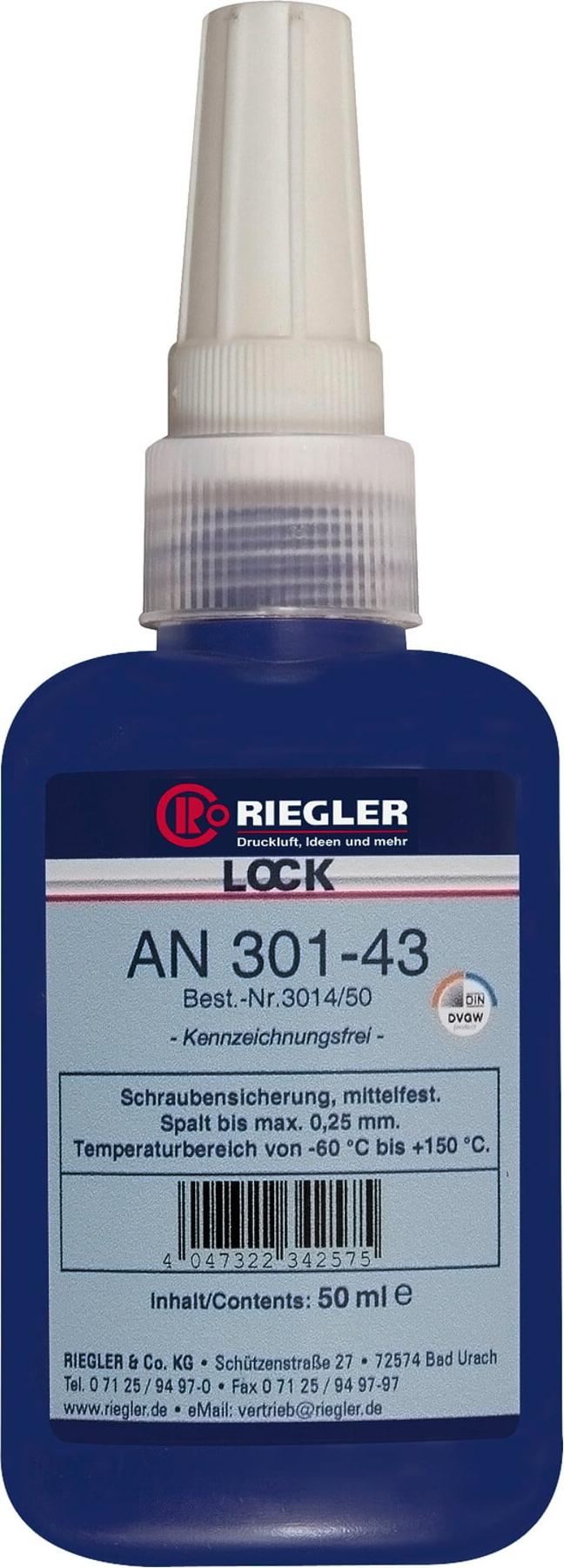 Riegler Lock AN 301-43, anaerober Klebstoff, mittelfest, 50 ml 3014/50