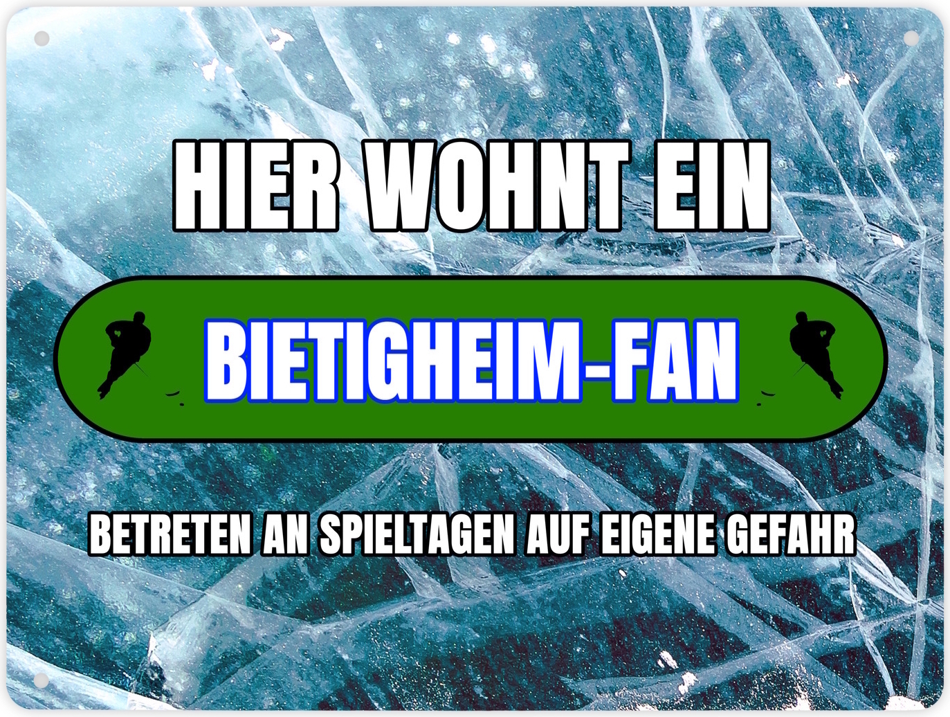 speecheese Hier wohnt ein Bietigheim-Fan Metallschild XL in 21x28 cm mit Eishallen