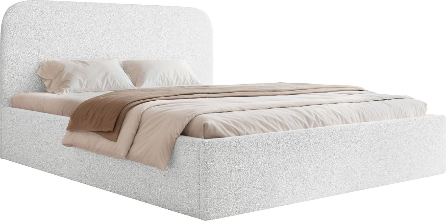 Selsey Sonvivo - Polsterbett 160x200 mit Bettkasten, Bouclé, weiß