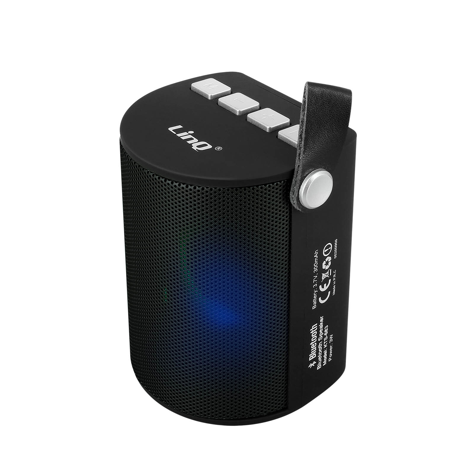 Bluetooth reproduktor LED Viacfarebné FM rádio USB Micro SD, LinQ - čierny