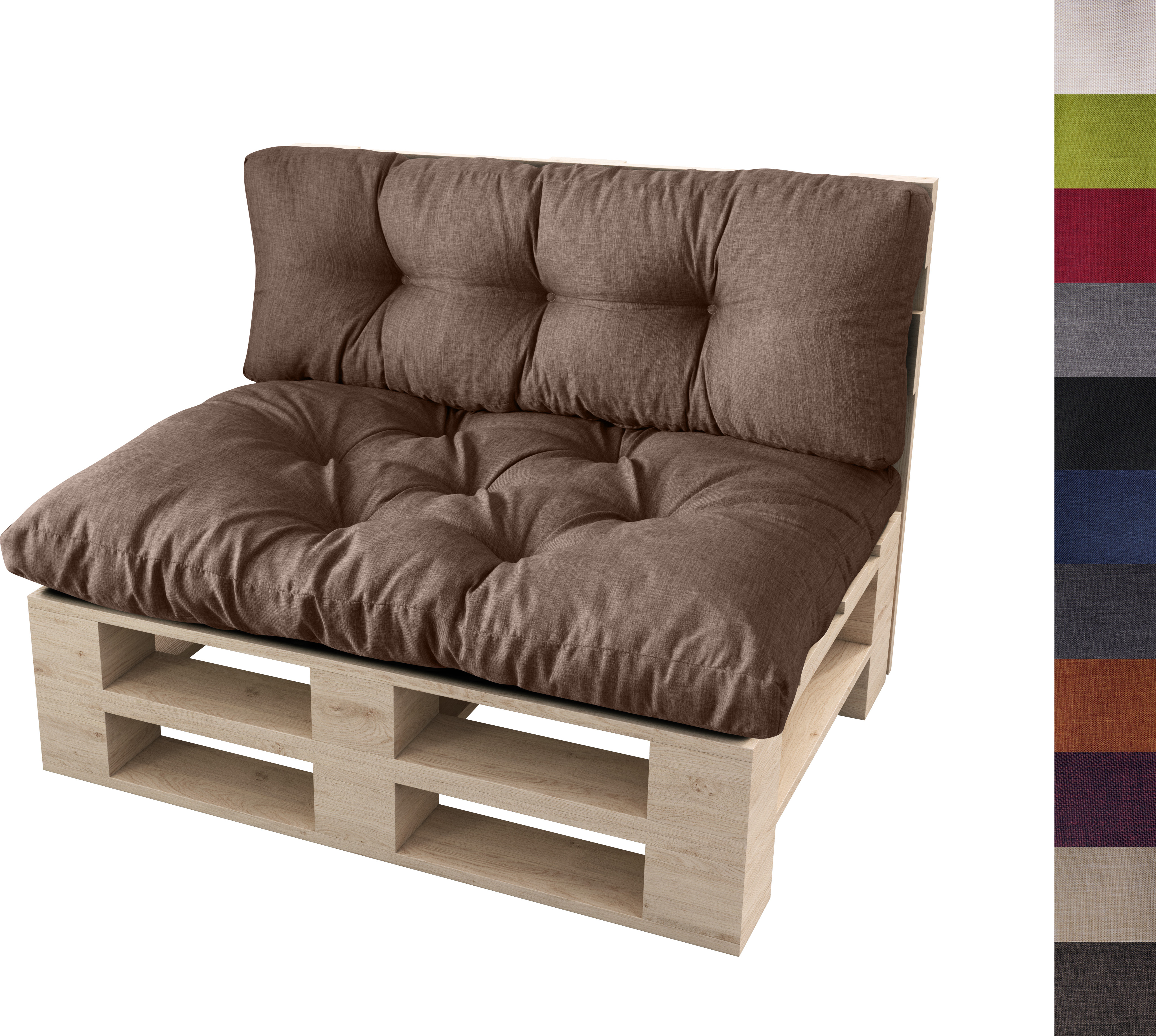 MC.Sammler sunnypillow Palettenkissen 2er Set Sitzkissen Rückenkissen für Europaletten Indoor / Outdoor Palettenpolster Palettensofa viele Farben zur Auswahl, Braun