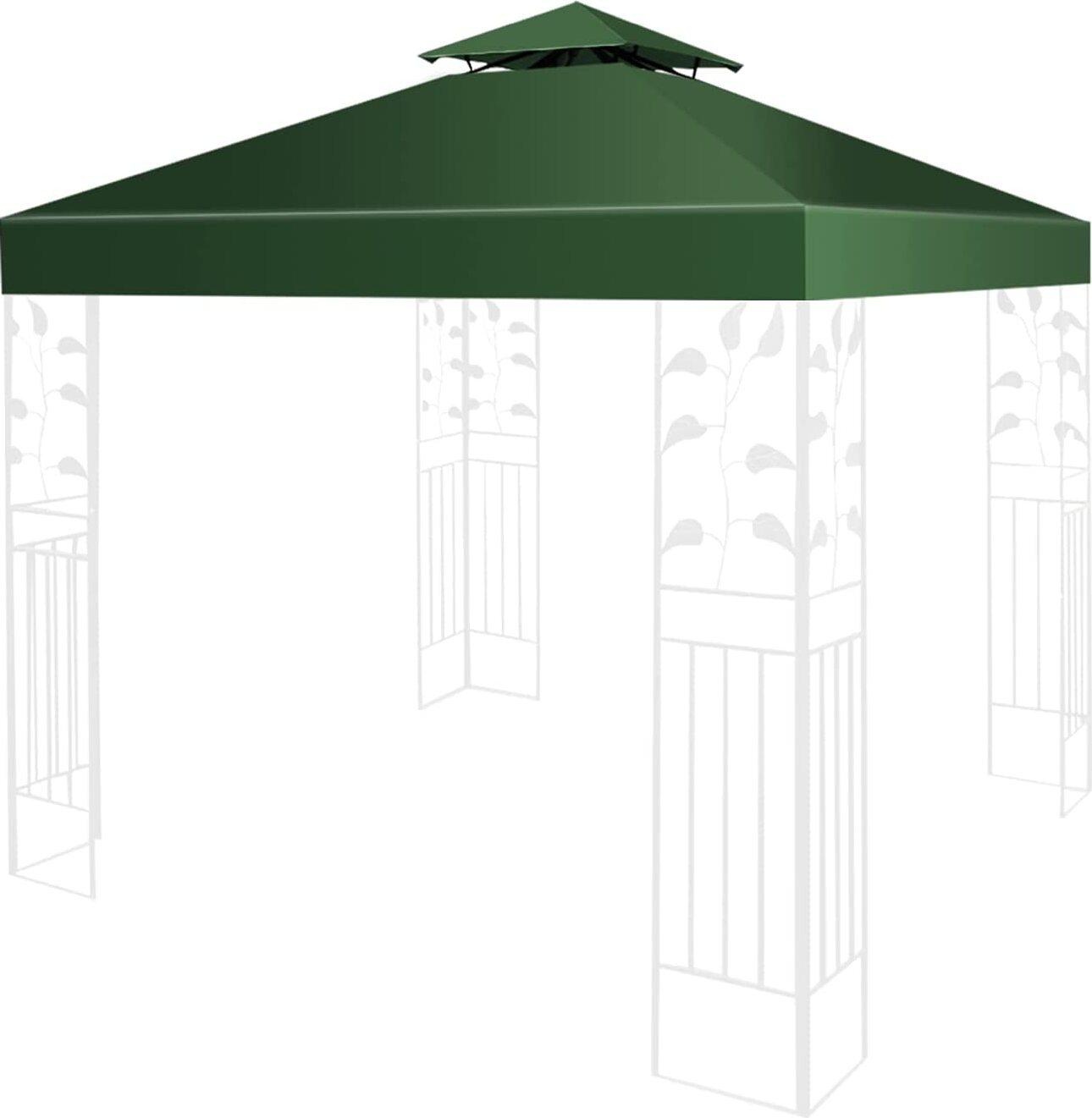 Dreamade Pavilliondach 3x3M, Pavillion Ersatzdach, Dachbezug Dachplane für Pavillion, Pavillionplane Pavillionersatzdach Ersatz, Dunkelgrün QR5835FIPDE