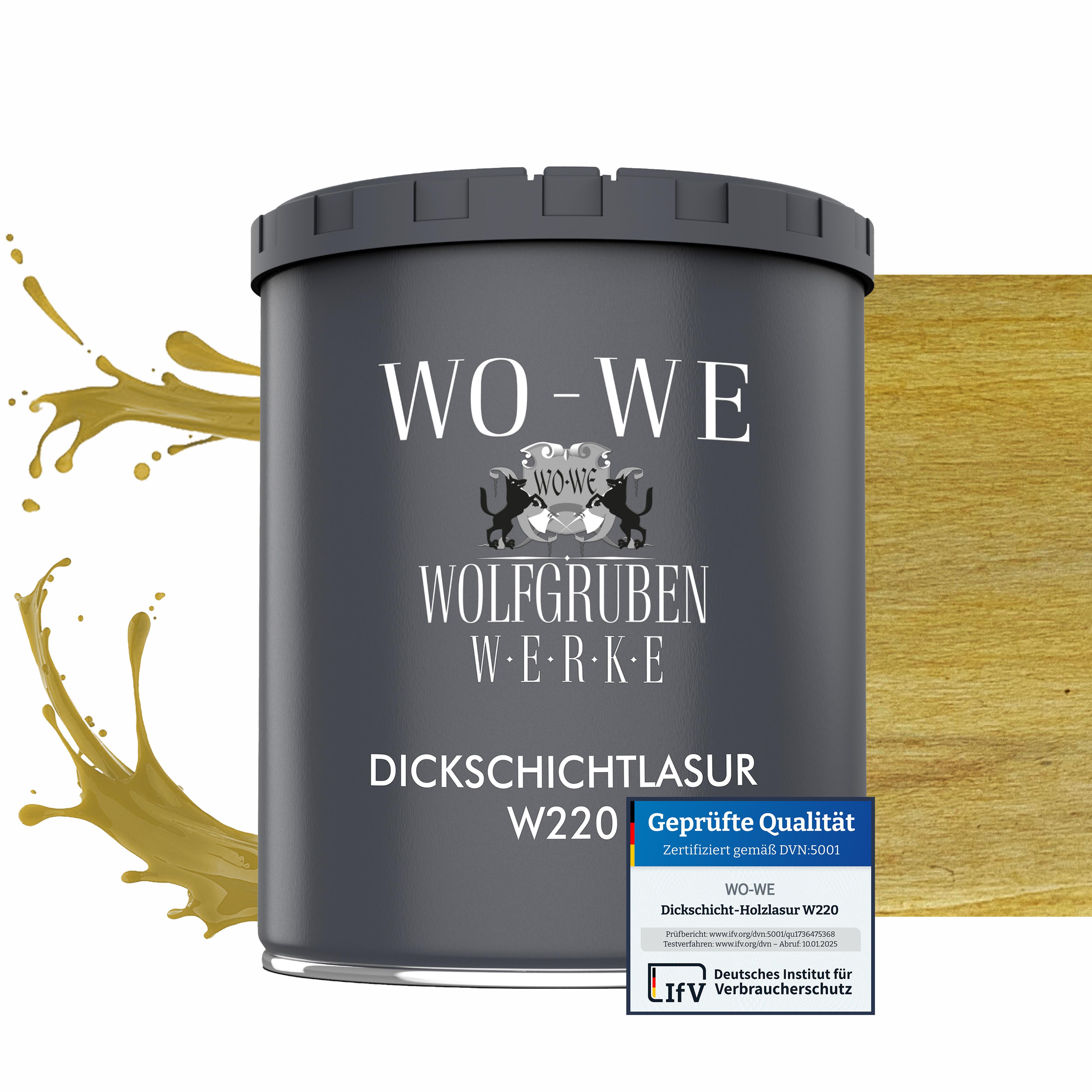 WO-WE Dickschichtlasur 2in1 Holzlasur Holzschutzlasur außen und innen W220 Kiefer - 750ml