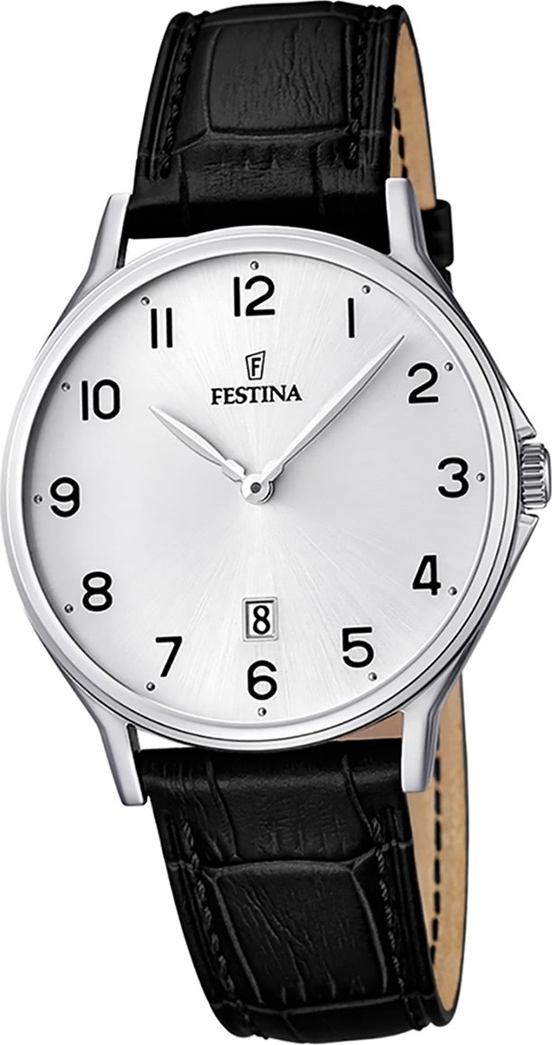 Festina kožené pánske hodinky F16745/1 Quartz náramkové hodinky čierne klasické D2UF16745/1