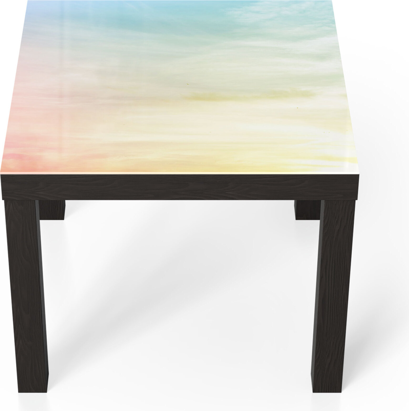 DEQORI Couchtisch 55x55 cm Schwarz 'Pastelliger Himmel' Glas Beistelltisch TL-55-55-B-1038