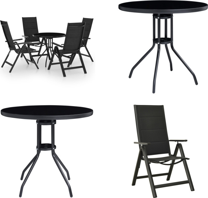 vidaXL 5 tlg. Bistro Set Schwarz und Anthrazit - Bistroset - Bistrosets - Garten-Bistroset - Garten-Bistrosets HL3070659