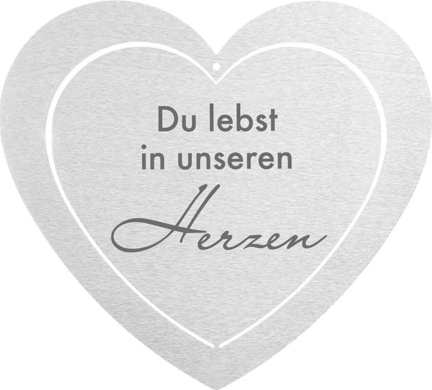 DOLORINO Grabherz aus Edelstahl 'Du lebst in unseren Herzen' 512063