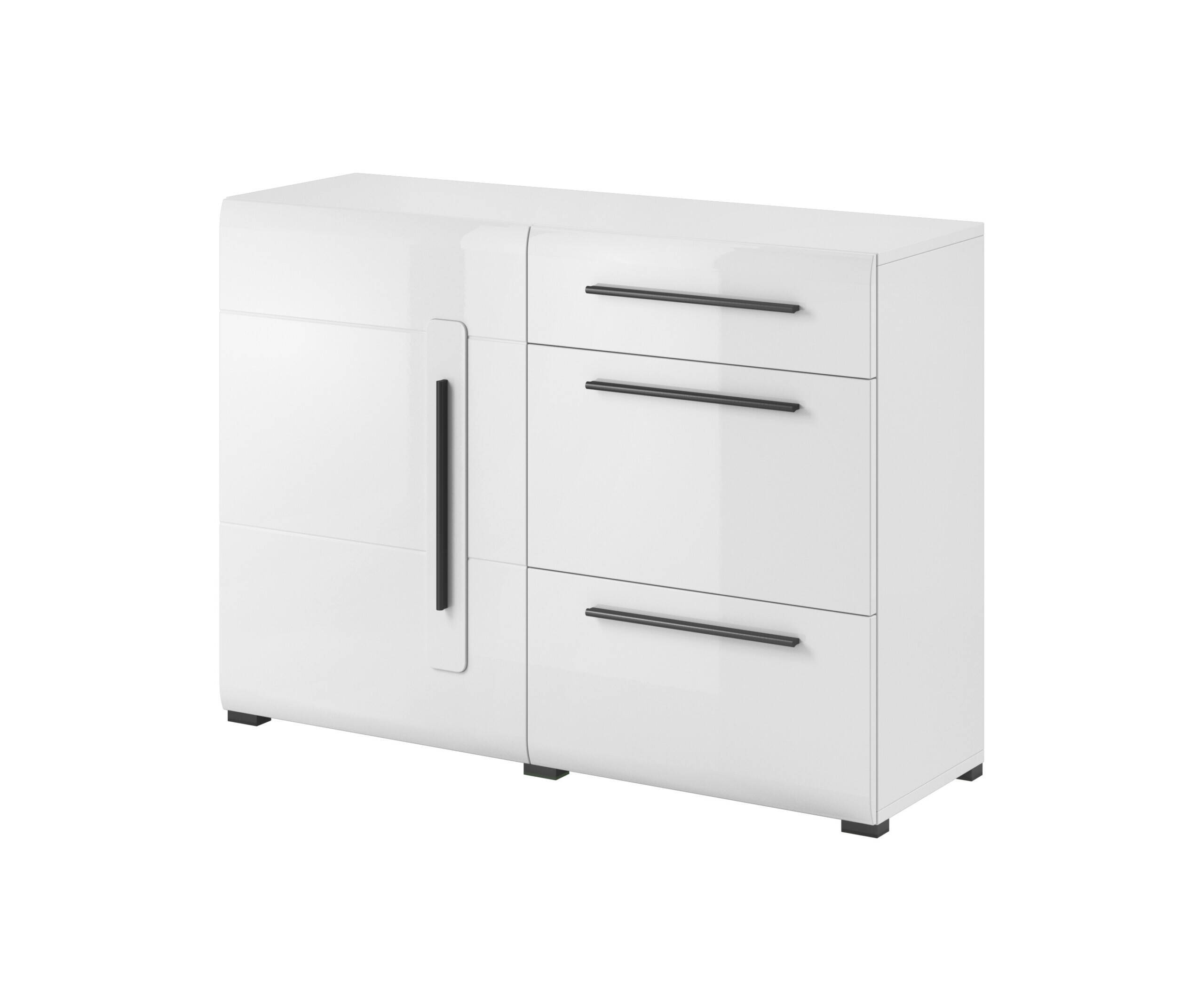Buffet Louis mit 3 Schubladen und 1 Tür, Weiß, 120cm