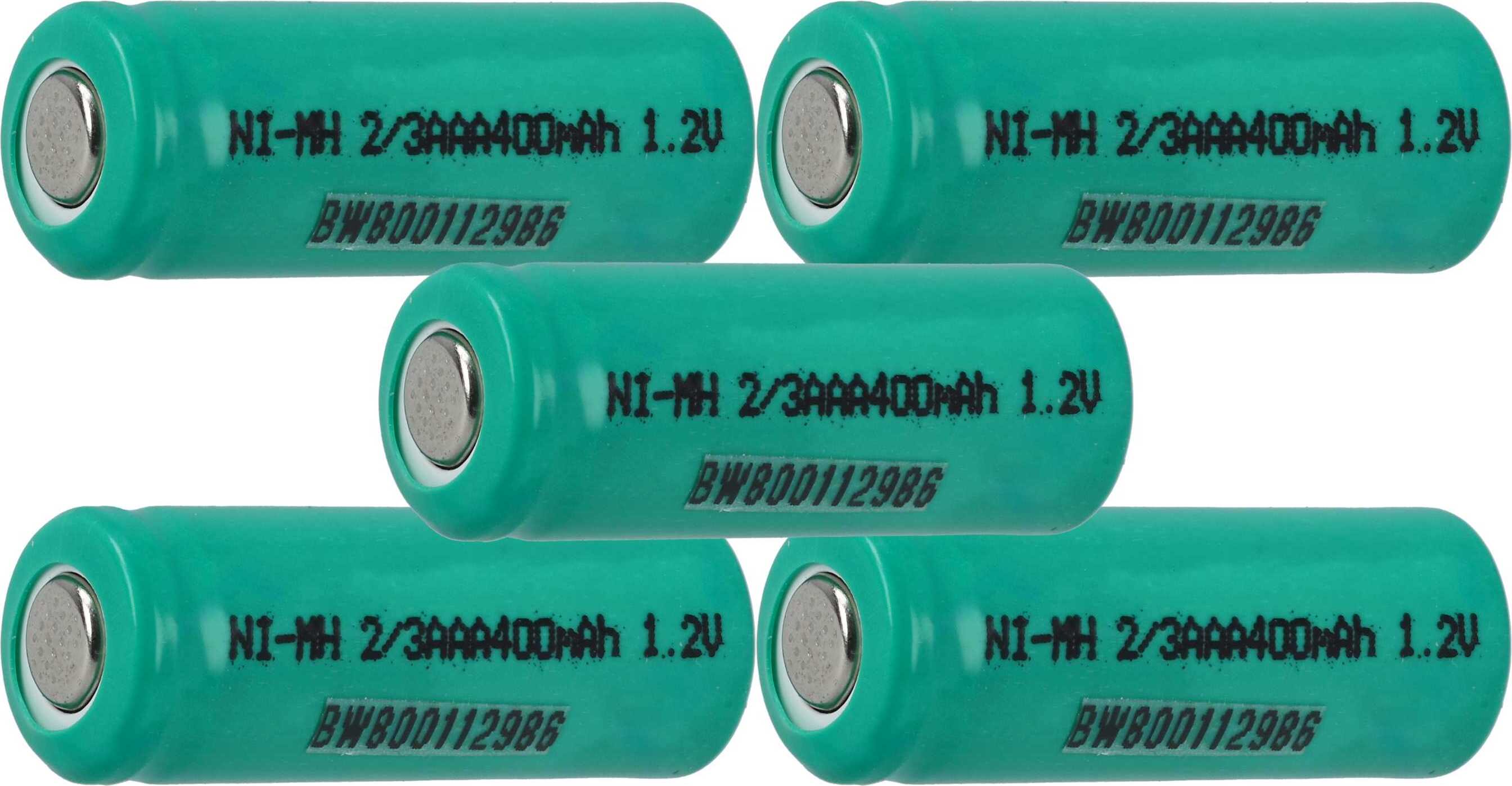 vhbw 5x Akku-Rohzellen Ersatz für 2/3AAA für Akkus - 400 mAh, 1,2 V, NiMH 182431625