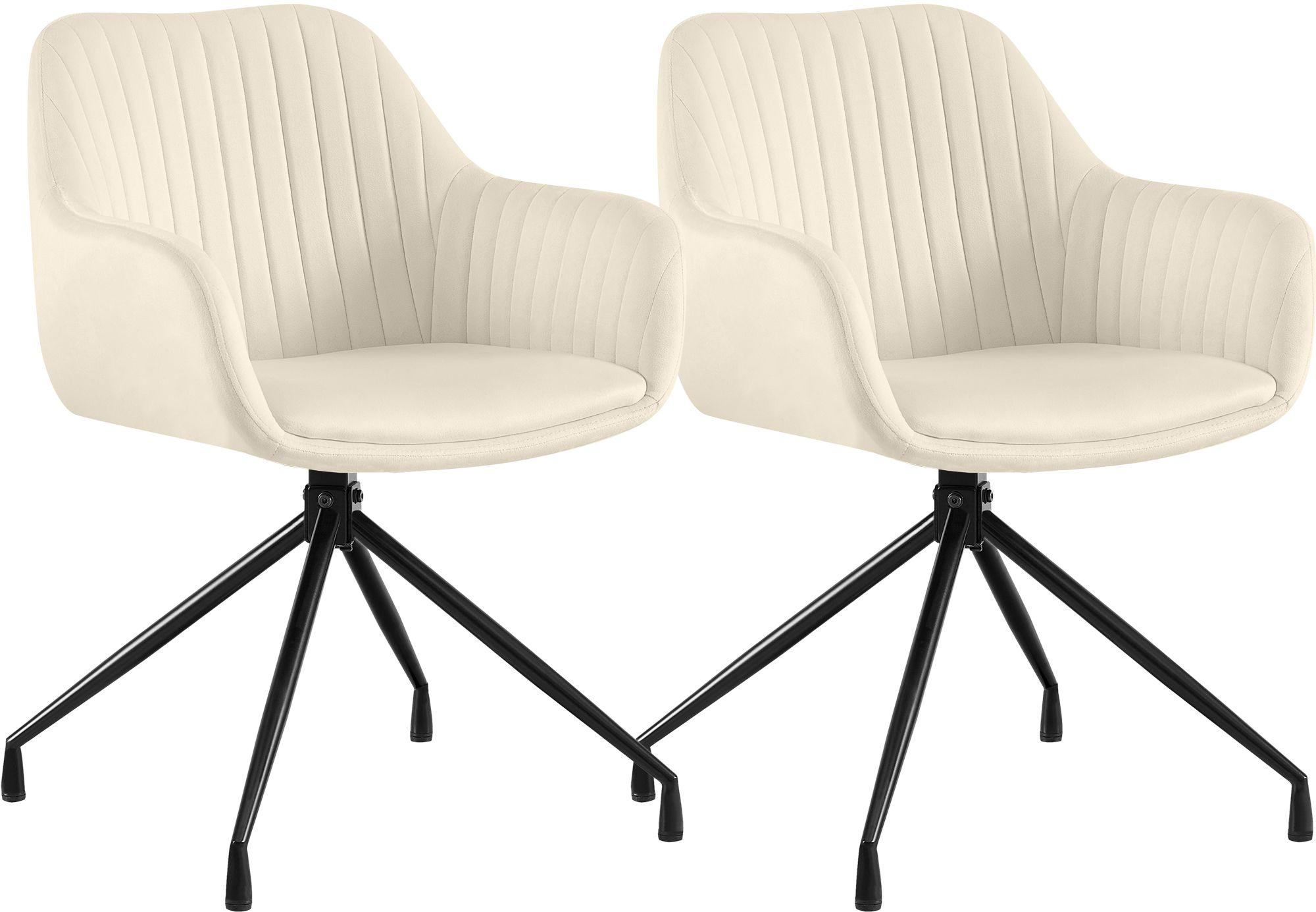 CLP 2er Set Esszimmerstühle Welby 180 Grad Schwenkmechanismus bis 150 kg belastbar creme 326550