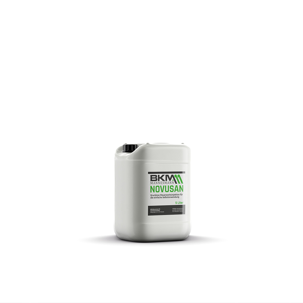 Novusan 5l Nachfüllkanister Mauerwerkinjektion I Injektionsverfahren zur Trockenlegung aufsteigender Nässe in feuchten Wänden