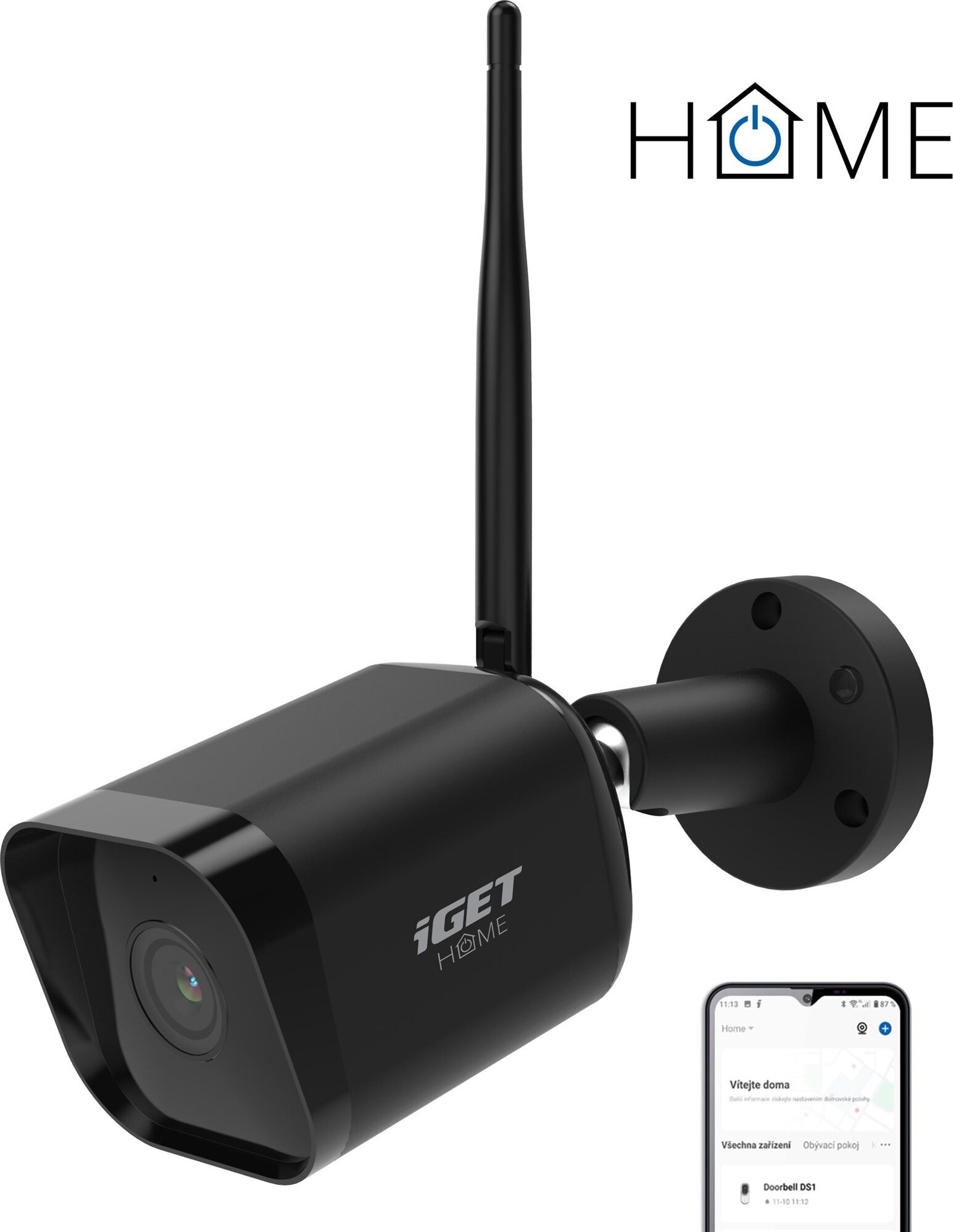 iGET HOME Camera CS6 Black - WiFi IP FullHD 1080p kamera, nočné videnie, dvojcestné audio, IP65