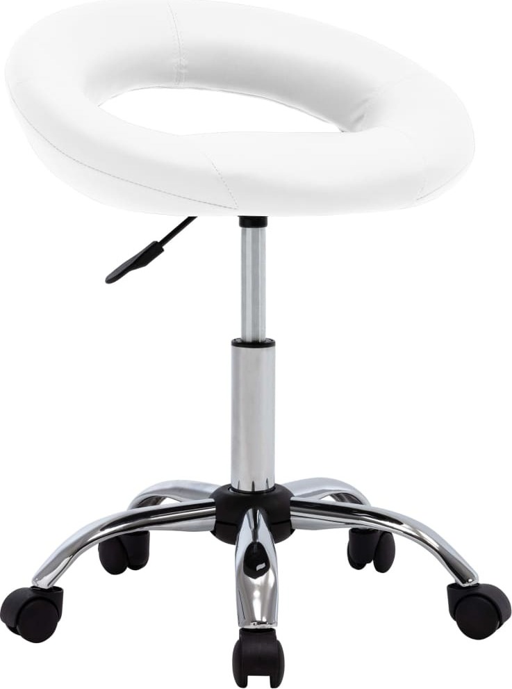 vidaXL Pracovná stolička na kolieskach biela Imitácia kože - Pracovná stolička - Stolička na kolieskach - Pracovná stolička - Pracovné stoličky
