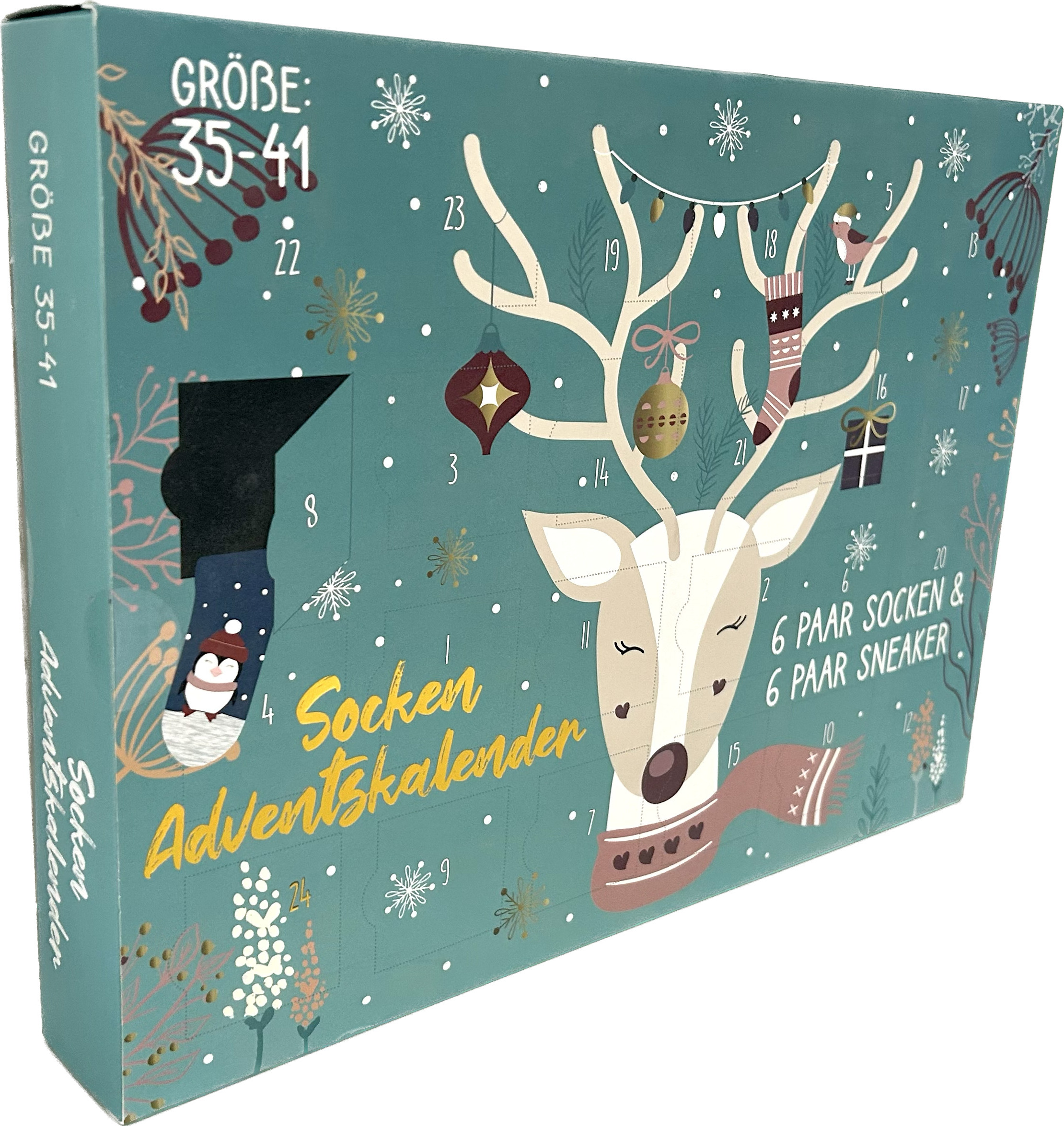 Sockswear Adventskalender Socken Damen Gr. 35-41 | 6 Paar Sneaker- und 6 Paar Socken