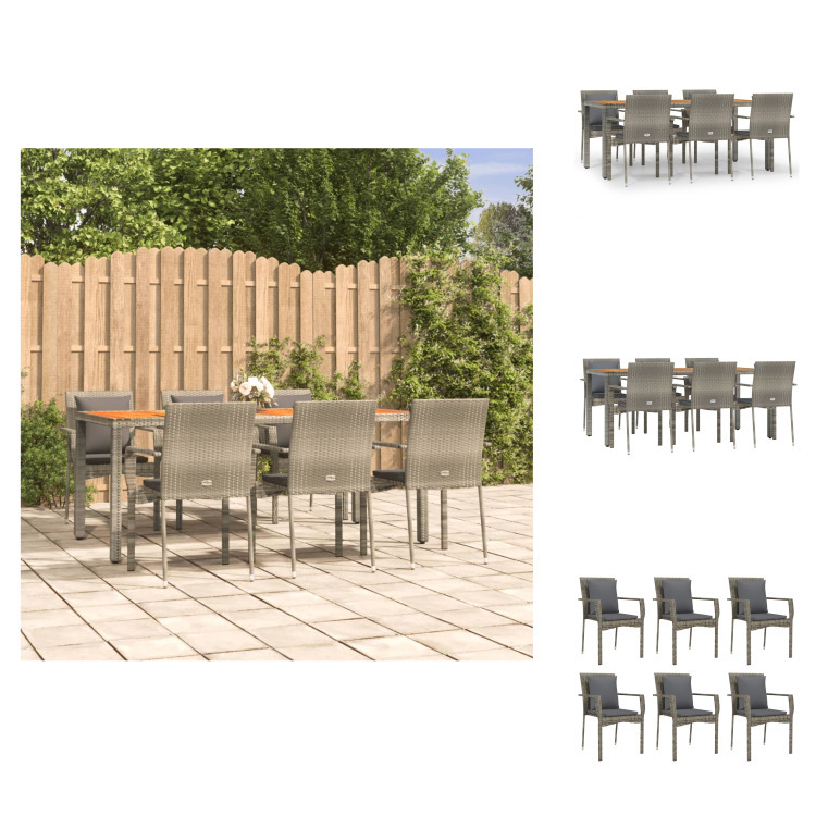 vidaXL 7-dielny záhradný jedálenský set s vankúšmi sivý polyratan - Záhradný nábytok sety