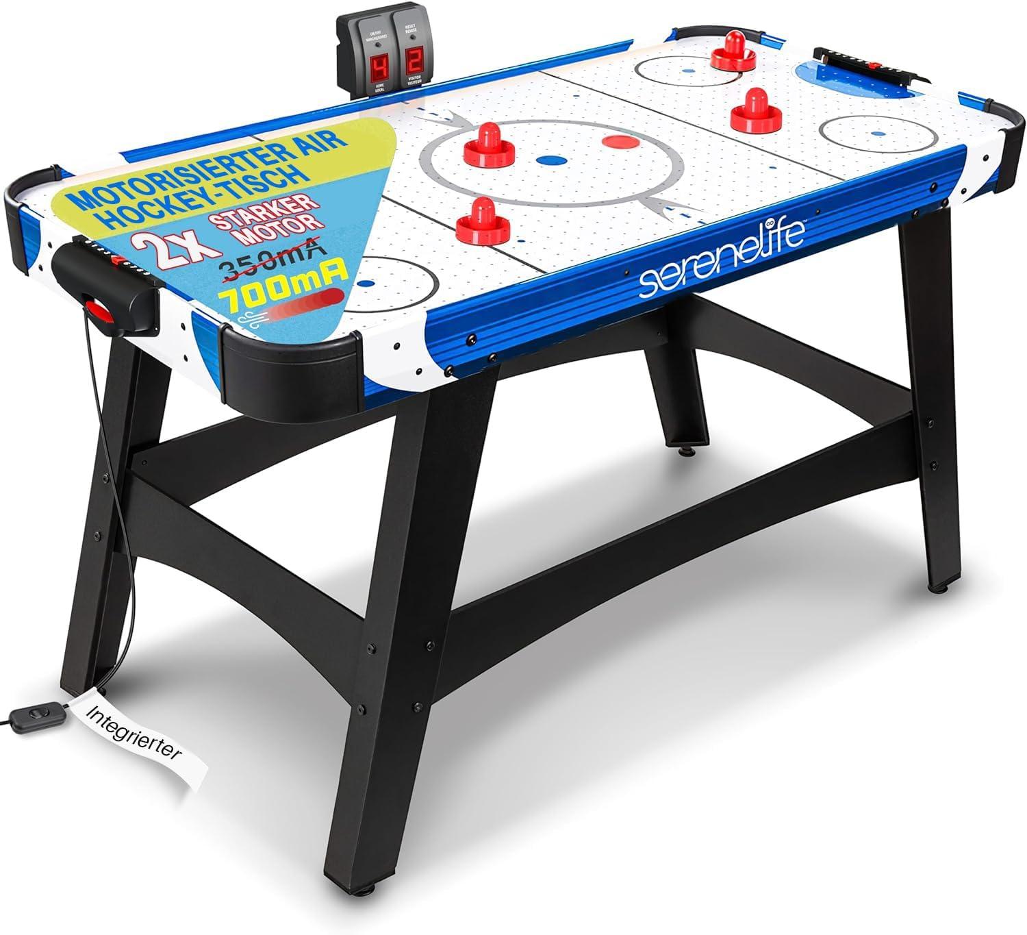 SereneLife Airhockey Tisch mit Luft – Air Hockey Spieltisch ideal als Gamer Tisch – Tischhockey für lustige Tischspiele mit Airhockey Pucks