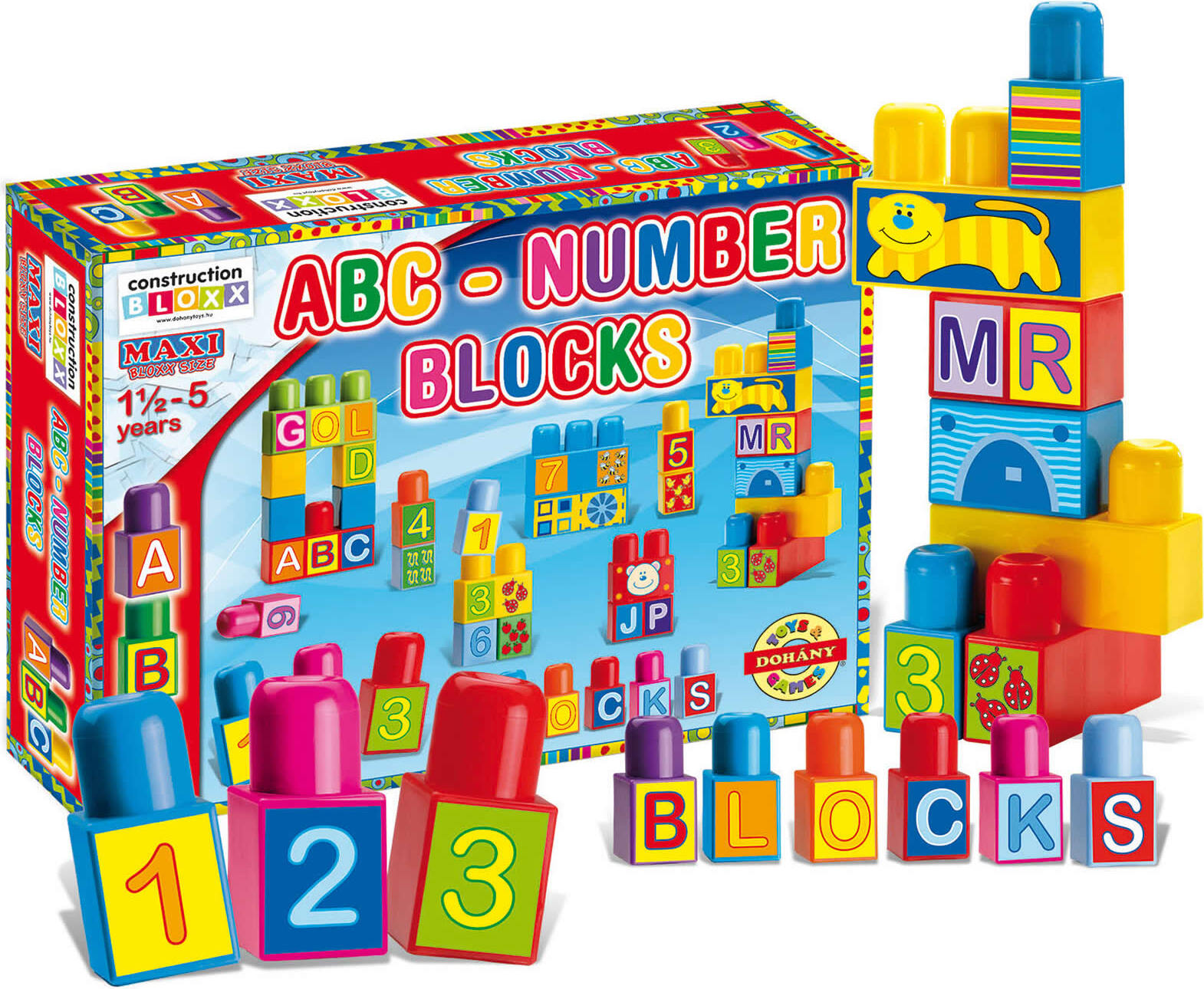 Dohány Toys & Games Dohany Maxi Bloxx Bausteine ABC Zahlen Lernbausteine Steckbausteine 64-tlg. 18M+ 682
