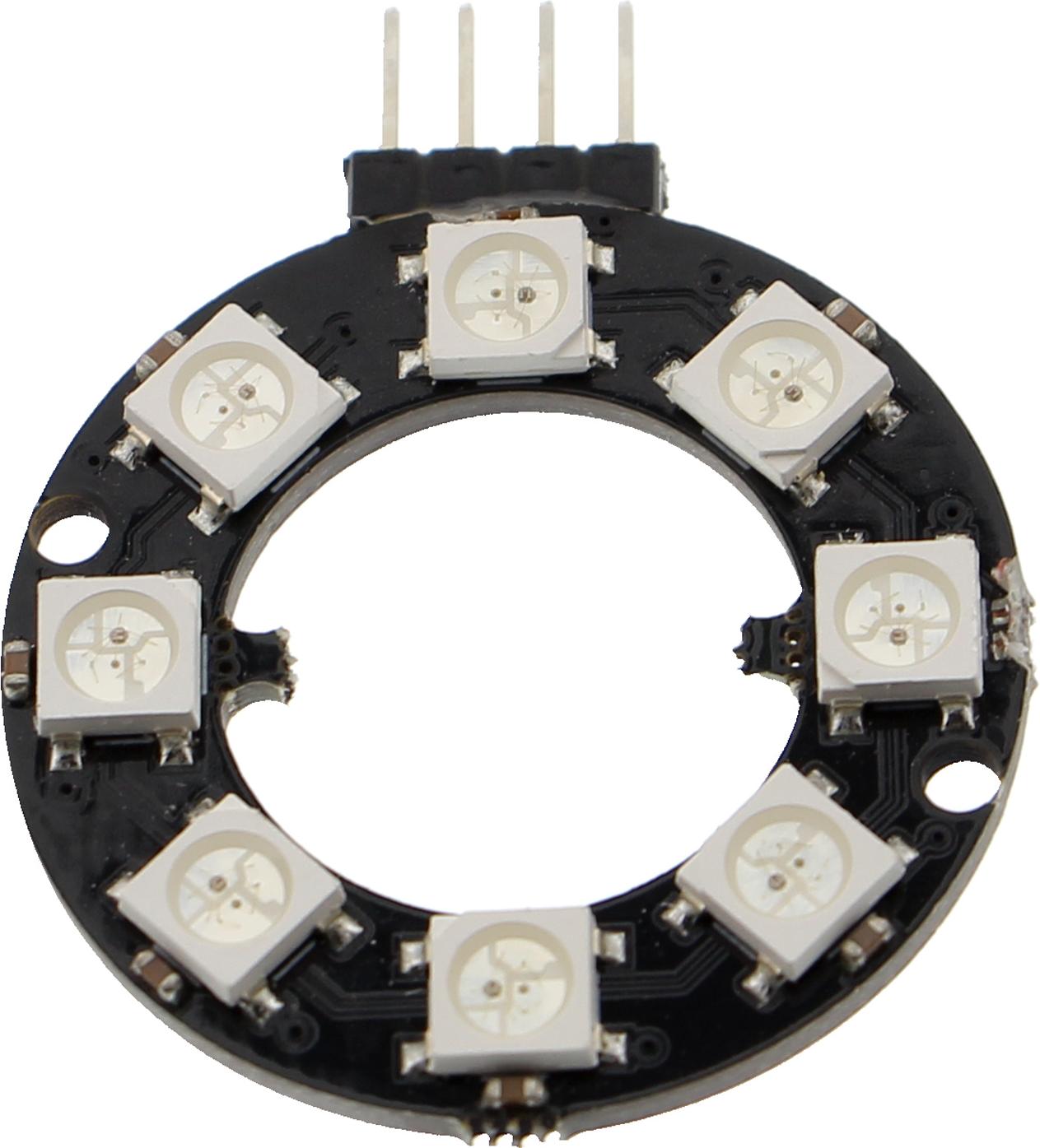 Funduino LED Ring (WS2812, vergleichbar mit Neopixel) Größe: 8 Pixel Angelötete Stiftleiste: Ja LED Ring (WS2812, vergleichbar mit Neopixel) : 8 Pixel Ja